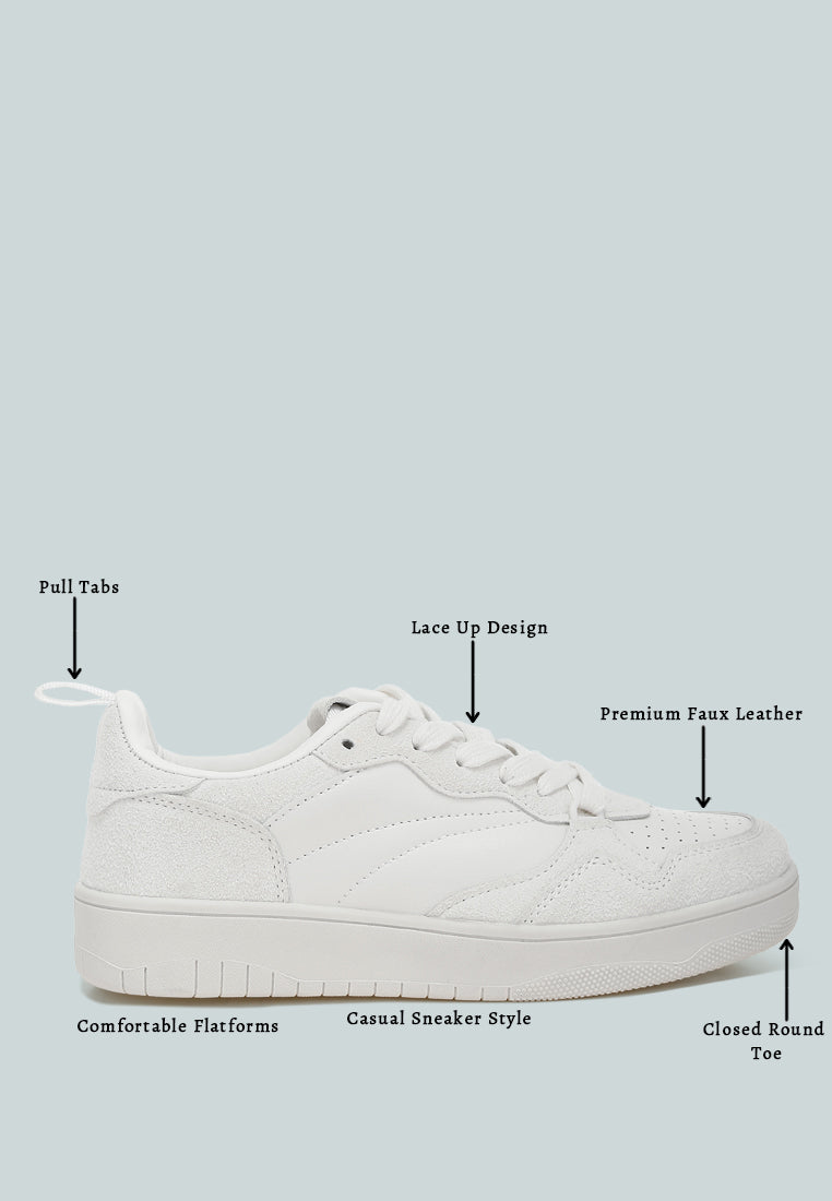 Surfer Faux Leather Casual Sneakers featuring a trendy platform sole and lace-up design, perfect for casual outfits.