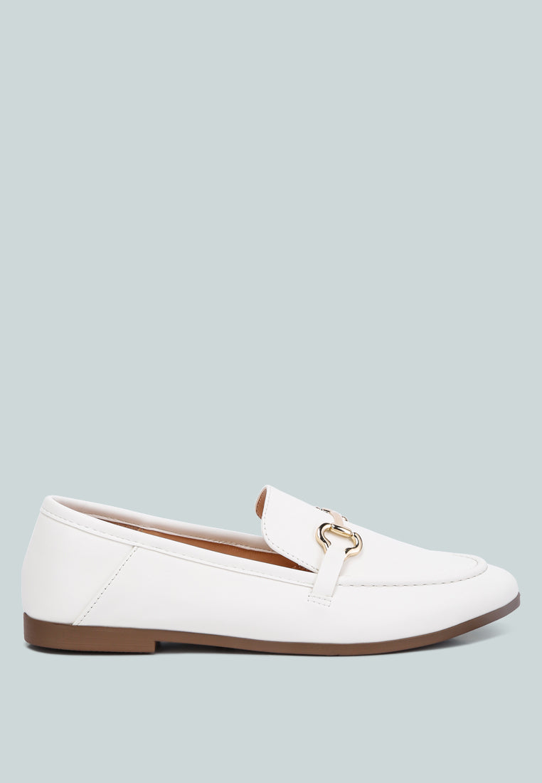 Talula Horsebit Embellished Faux Leather Loafers showcasing eco-friendly design with horsebit detail and closed almond toe.