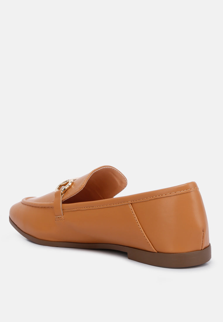 Talula Horsebit Embellished Faux Leather Loafers showcasing eco-friendly design with horsebit detail and closed almond toe.