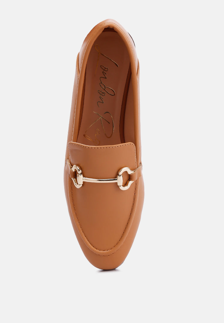 Talula Horsebit Embellished Faux Leather Loafers showcasing eco-friendly design with horsebit detail and closed almond toe.