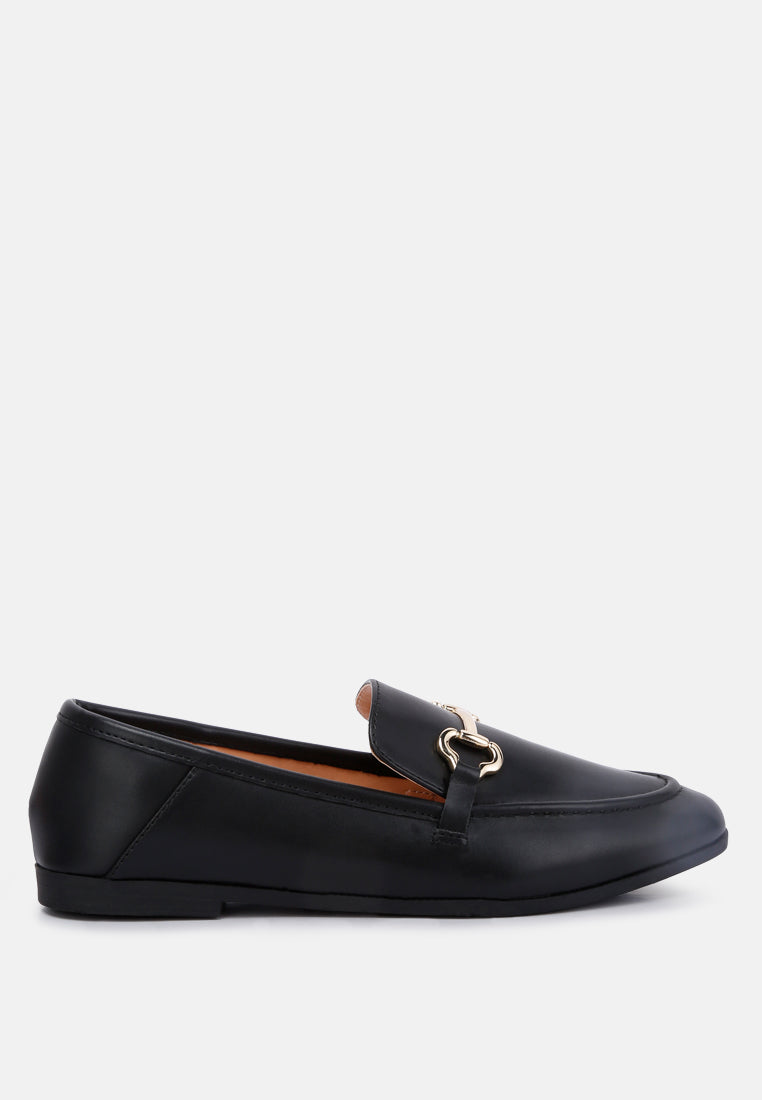 Talula Horsebit Embellished Faux Leather Loafers showcasing eco-friendly design with horsebit detail and closed almond toe.