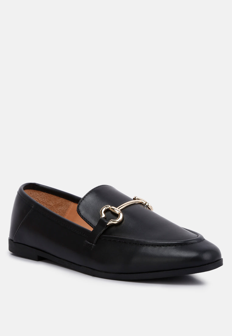 Talula Horsebit Embellished Faux Leather Loafers showcasing eco-friendly design with horsebit detail and closed almond toe.