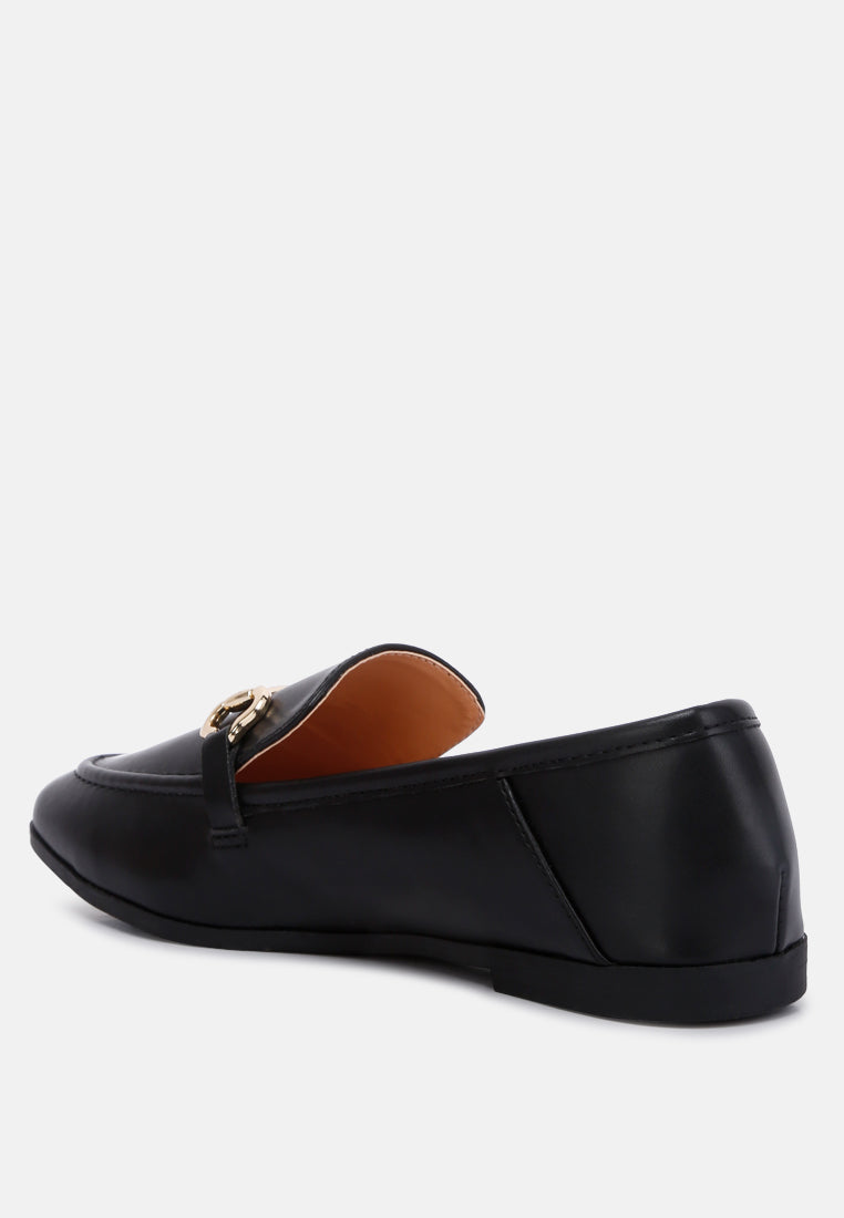 Talula Horsebit Embellished Faux Leather Loafers showcasing eco-friendly design with horsebit detail and closed almond toe.