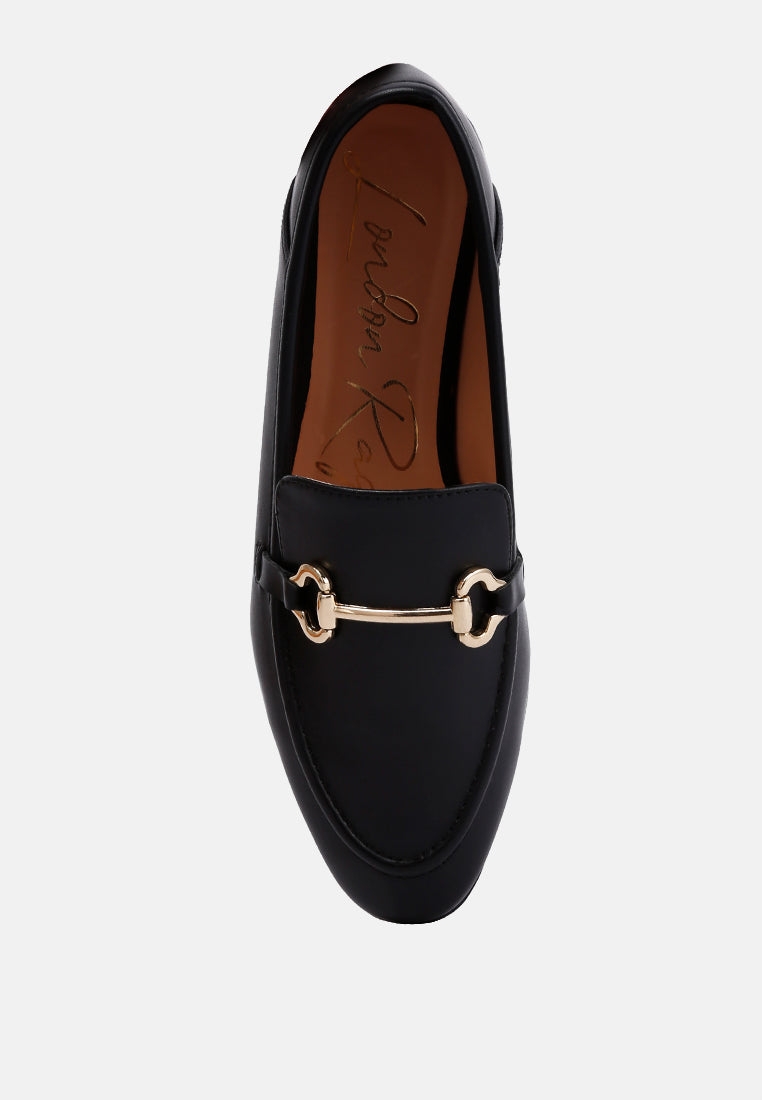 Talula Horsebit Embellished Faux Leather Loafers showcasing eco-friendly design with horsebit detail and closed almond toe.