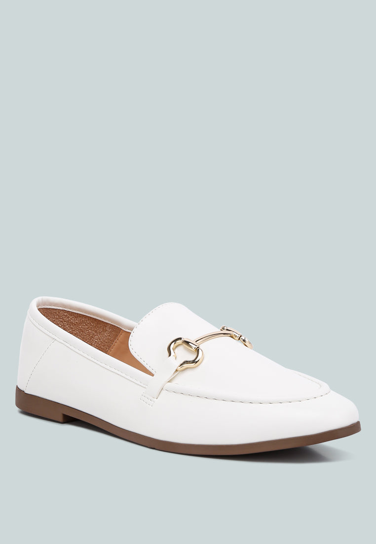 Talula Horsebit Embellished Faux Leather Loafers showcasing eco-friendly design with horsebit detail and closed almond toe.