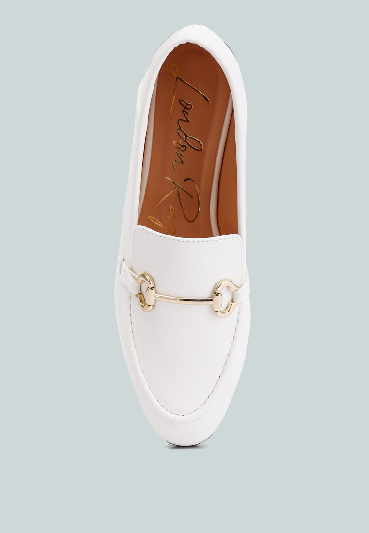 Talula Horsebit Embellished Faux Leather Loafers showcasing eco-friendly design with horsebit detail and closed almond toe.