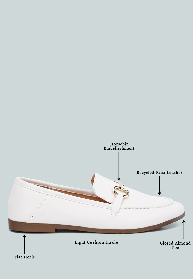 Talula Horsebit Embellished Faux Leather Loafers showcasing eco-friendly design with horsebit detail and closed almond toe.