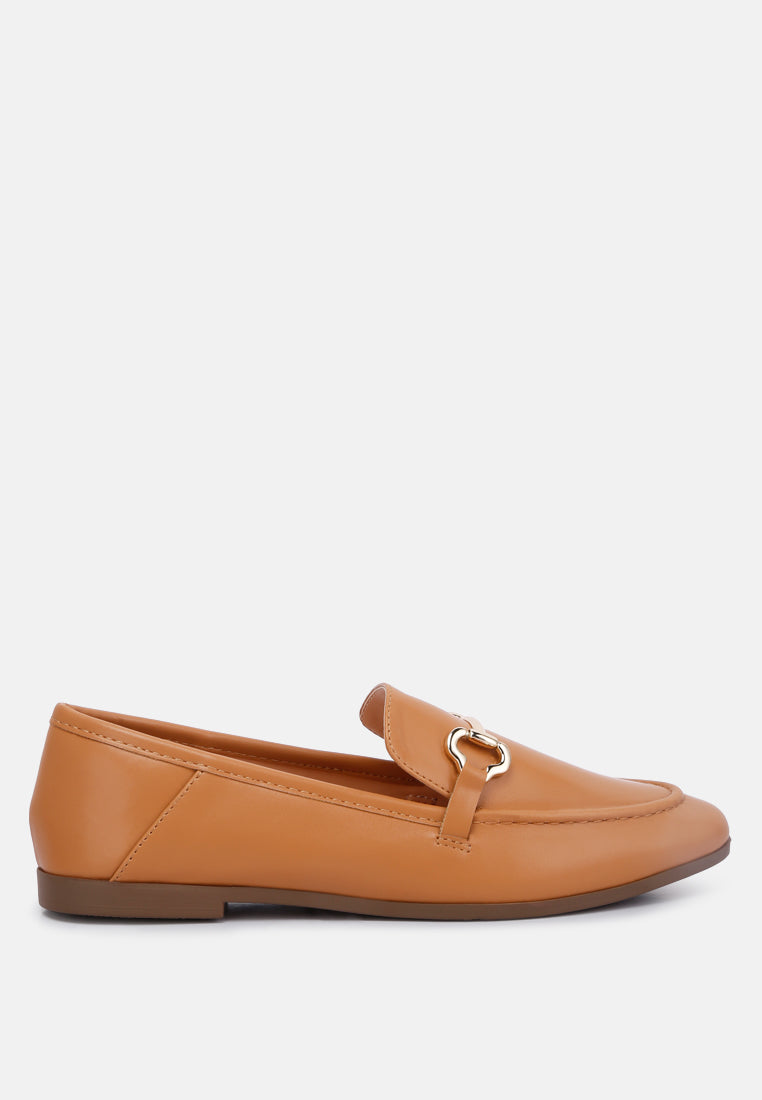 Talula Horsebit Embellished Faux Leather Loafers showcasing eco-friendly design with horsebit detail and closed almond toe.