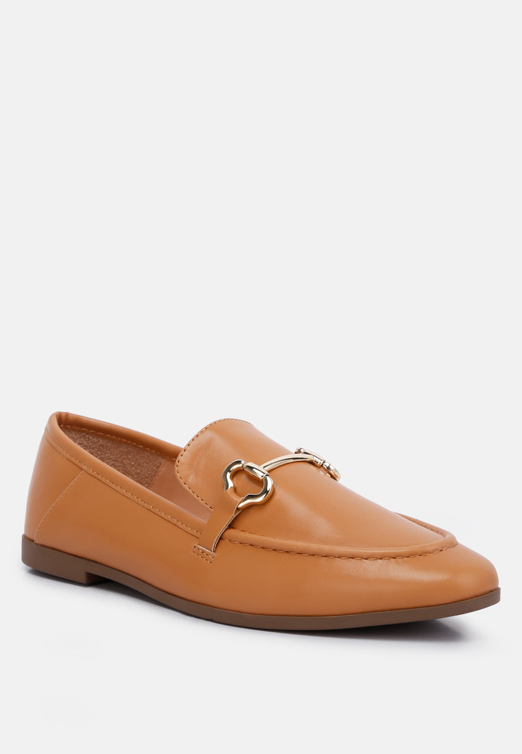 Talula Horsebit Embellished Faux Leather Loafers showcasing eco-friendly design with horsebit detail and closed almond toe.