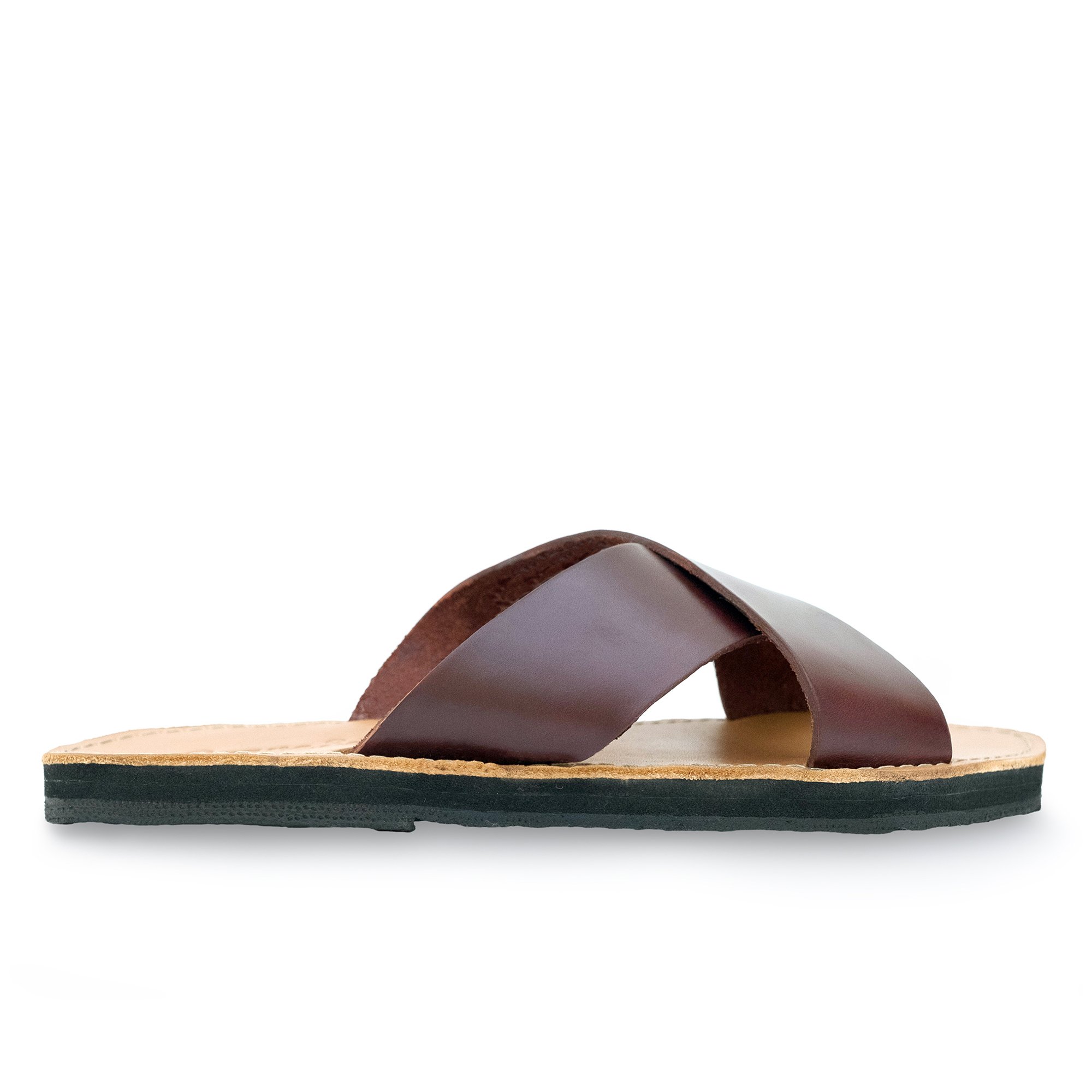 The Constanza genuine leather slides showcasing their stylish design and comfortable fit.