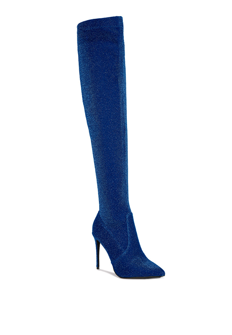 Stylish Tigerlily Knitted Stiletto Long Boots featuring a closed pointed toe and side zipper, perfect for autumn and winter fashion.