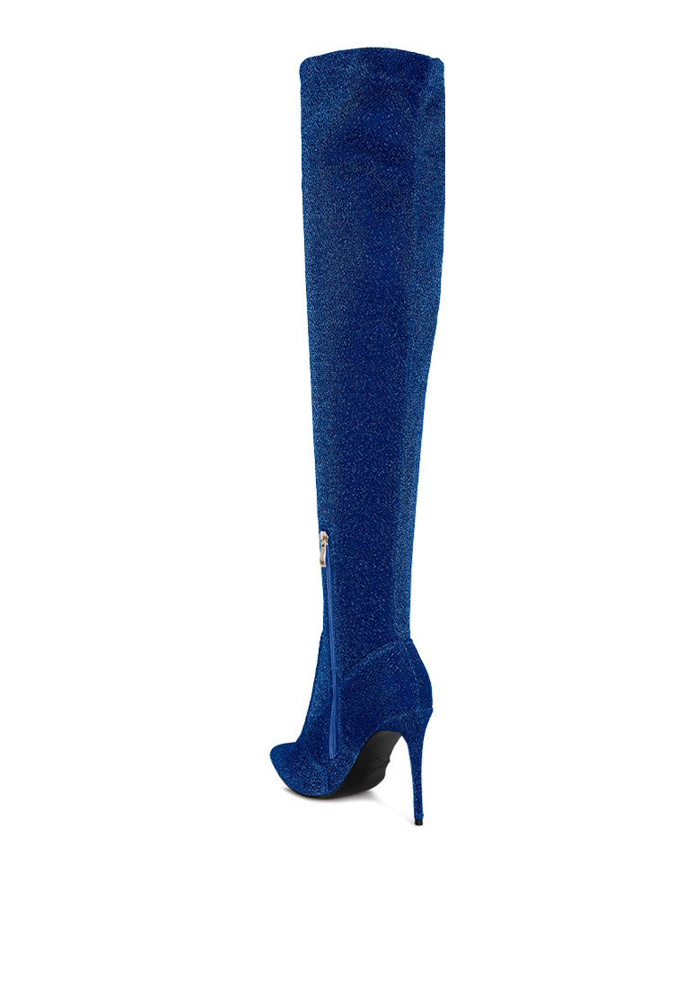 Stylish Tigerlily Knitted Stiletto Long Boots featuring a closed pointed toe and side zipper, perfect for autumn and winter fashion.