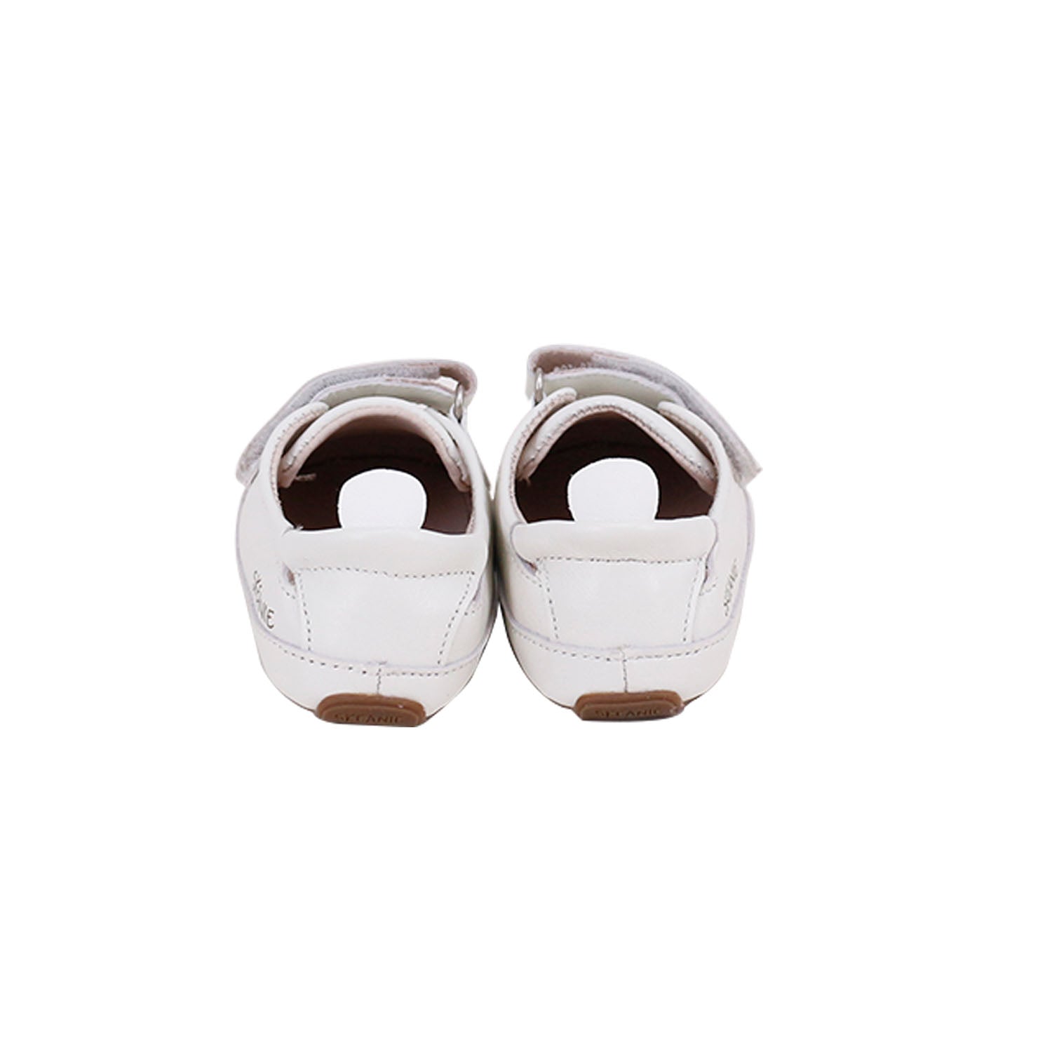 Tyler Trainers First Walker Sneakers in White, made from soft leather with a hook and loop fastener, designed for toddlers.