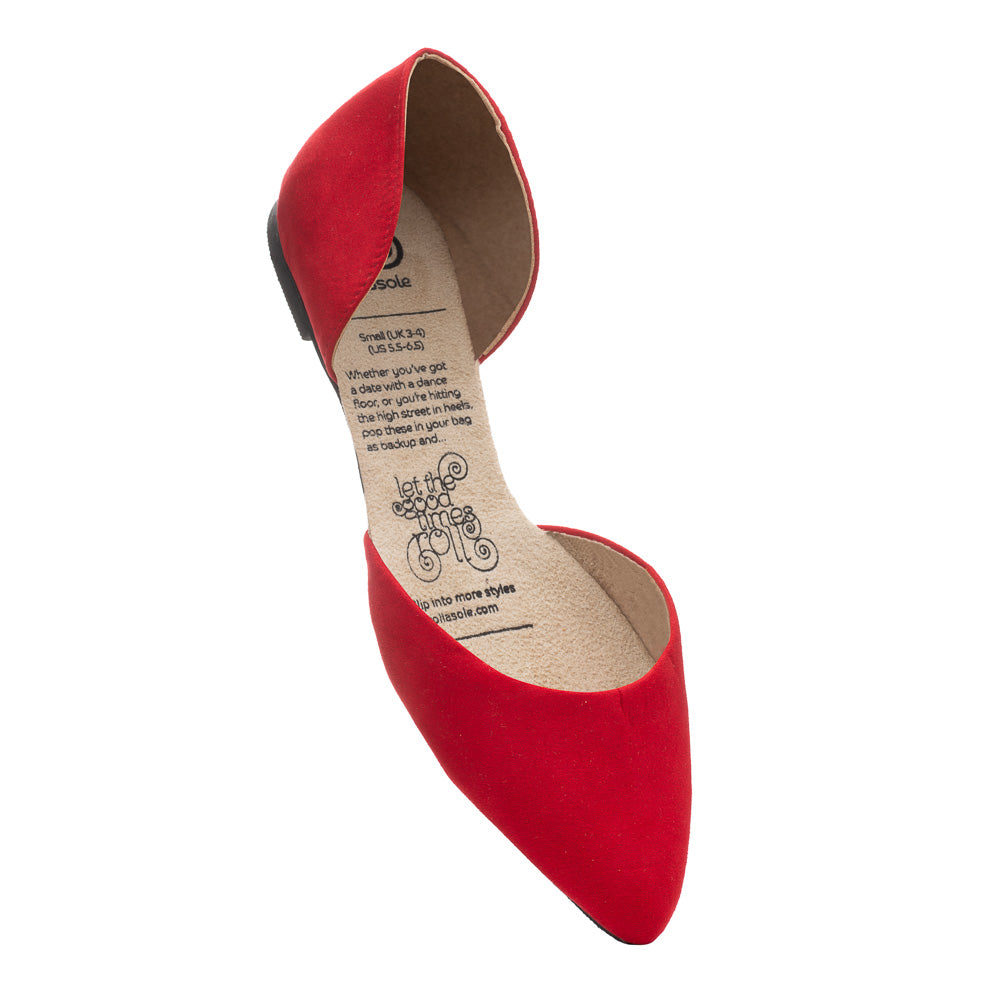 Vixen Rollasole in vibrant red d’orsay style, perfect for stylish occasions.