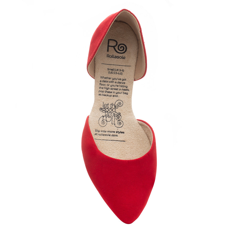 Vixen Rollasole in vibrant red d’orsay style, perfect for stylish occasions.