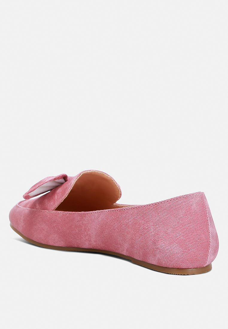 Waveney Bow Embellished Loafers featuring denim faux leather, bow detail, and light cushion insoles for comfort.