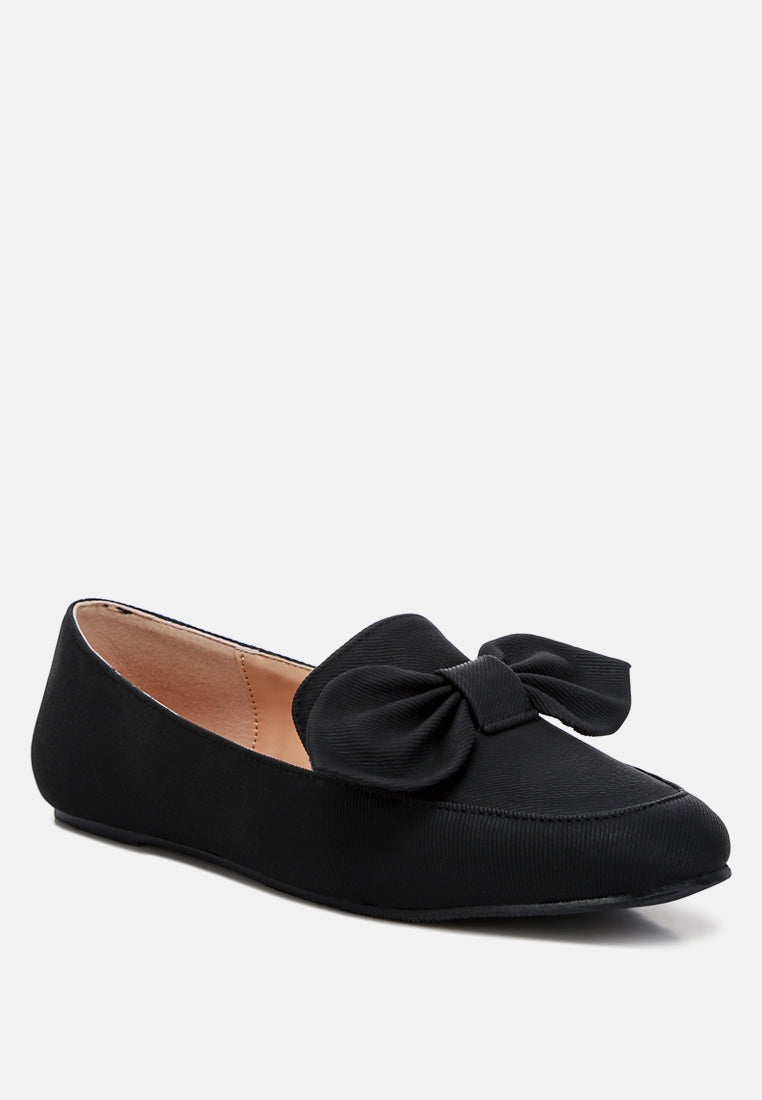 Waveney Bow Embellished Loafers featuring denim faux leather, bow detail, and light cushion insoles for comfort.