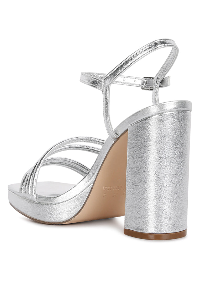 Whiskers High Heel Platform Strappy Sandals featuring a chic strappy design, soft cushion insole, and secure ankle strap, perfect for elegant occasions.