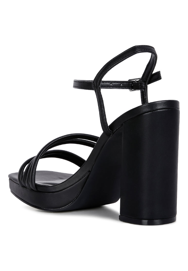 Whiskers High Heel Platform Strappy Sandals featuring a chic strappy design, soft cushion insole, and secure ankle strap, perfect for elegant occasions.