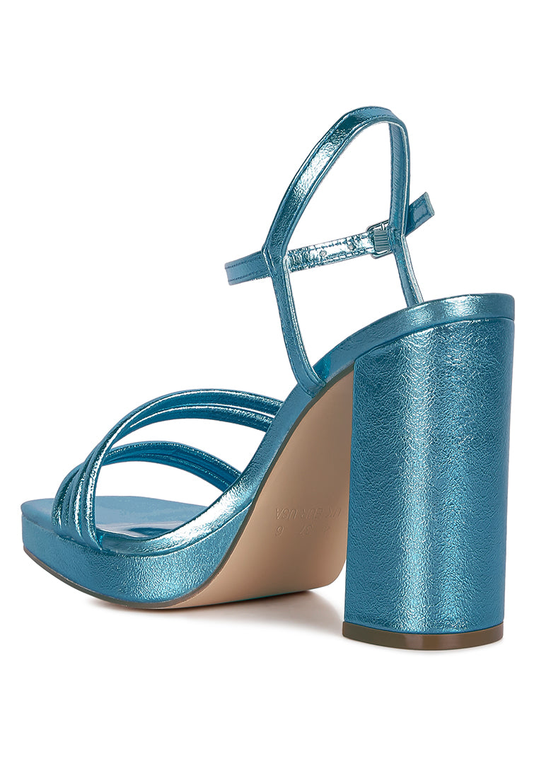 Whiskers High Heel Platform Strappy Sandals featuring a chic strappy design, soft cushion insole, and secure ankle strap, perfect for elegant occasions.