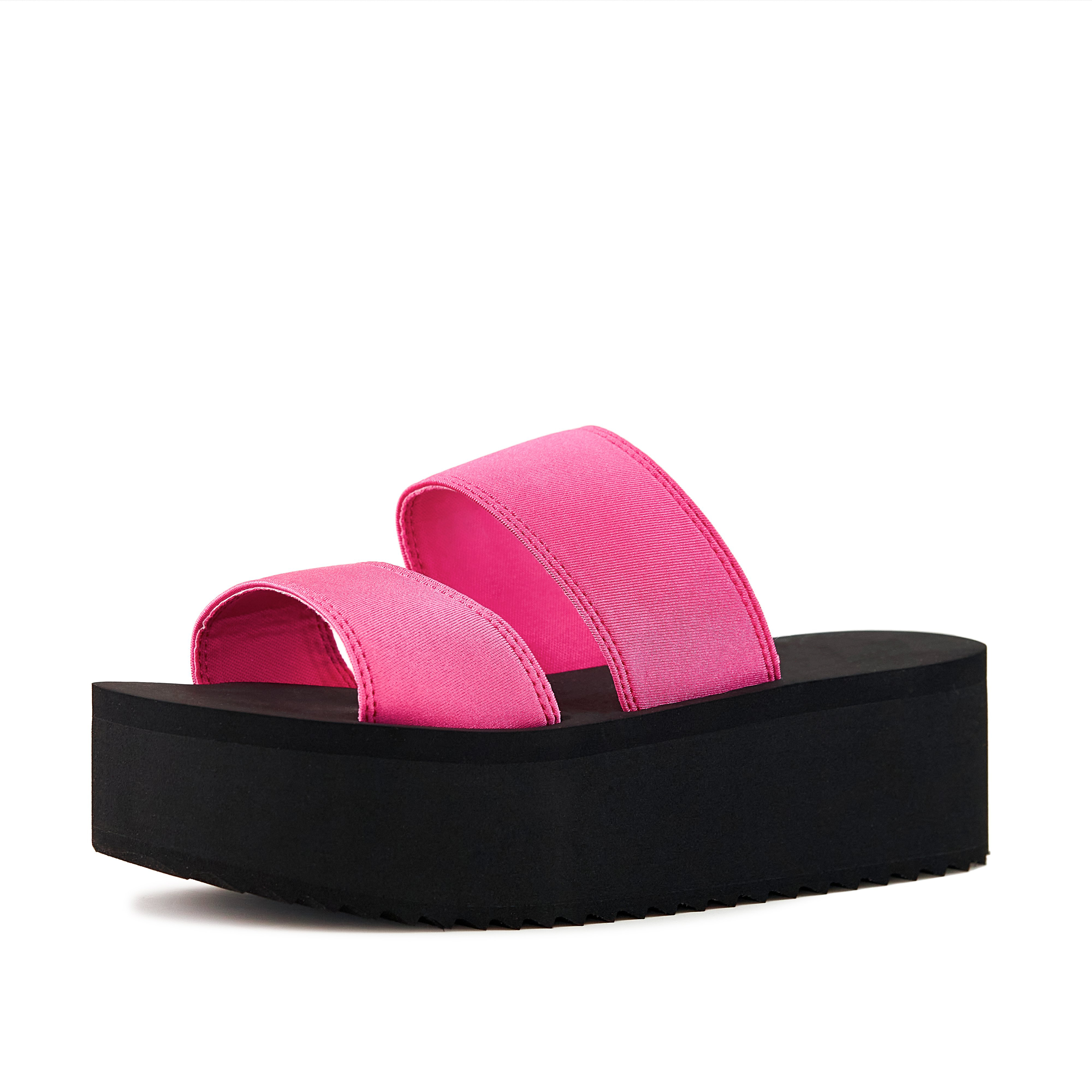 Women's Platform Sandal in Neon Pink with dual straps and chunky platform sole, perfect for summer fashion.