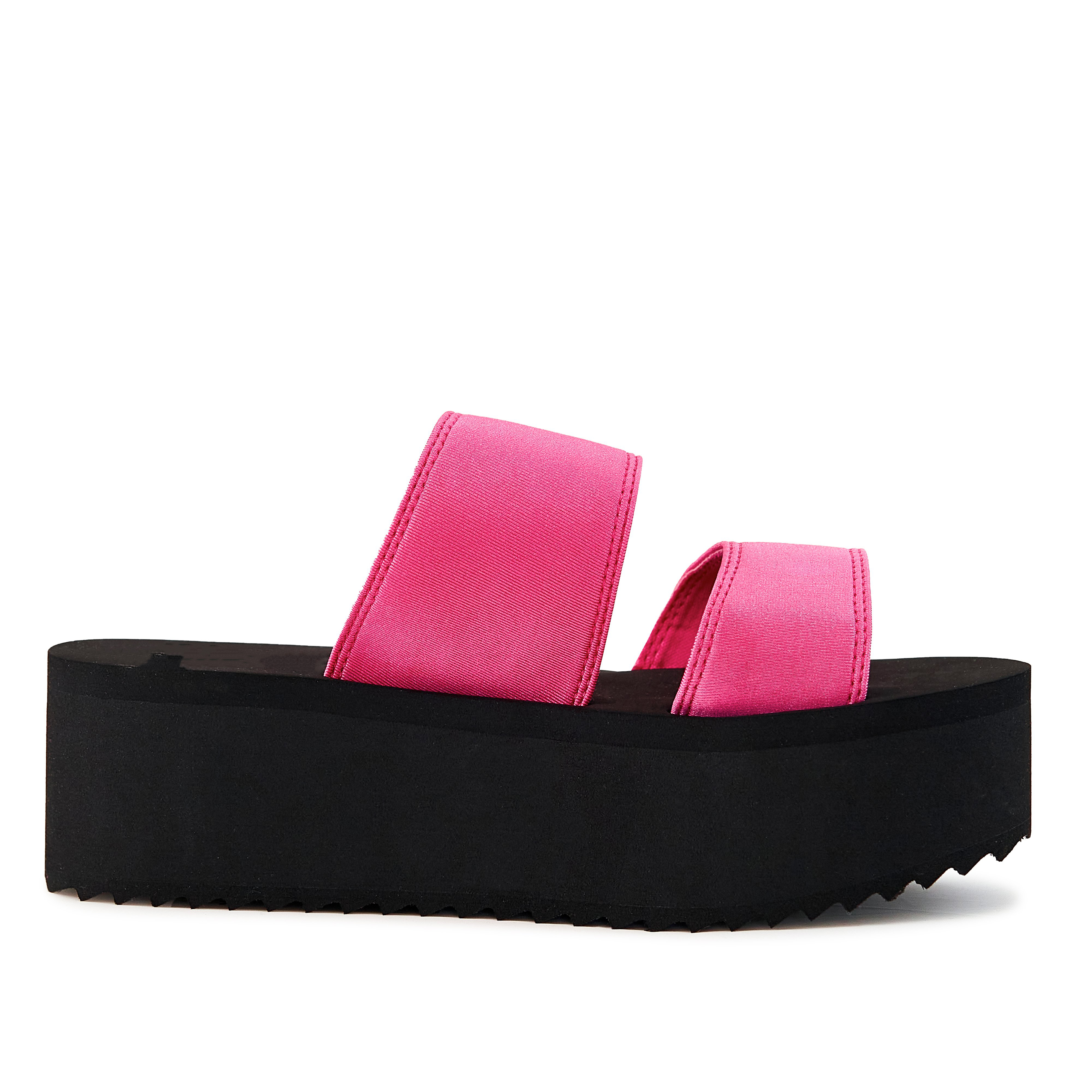 Women's Platform Sandal in Neon Pink with dual straps and chunky platform sole, perfect for summer fashion.