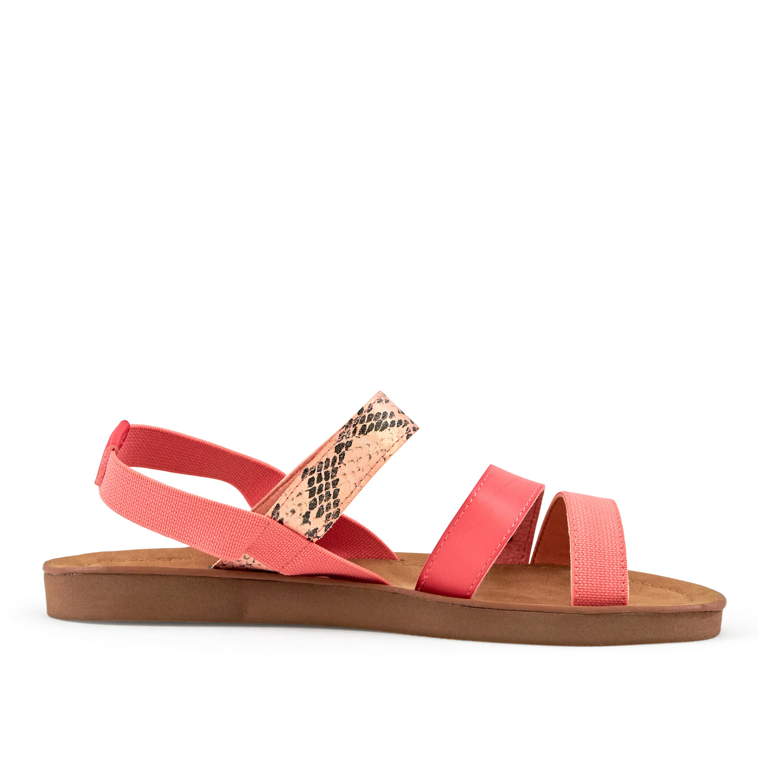 Stylish Women's Sandal Mystery Snake-Melon featuring faux-leather and snake print design with a comfortable sling back strap.