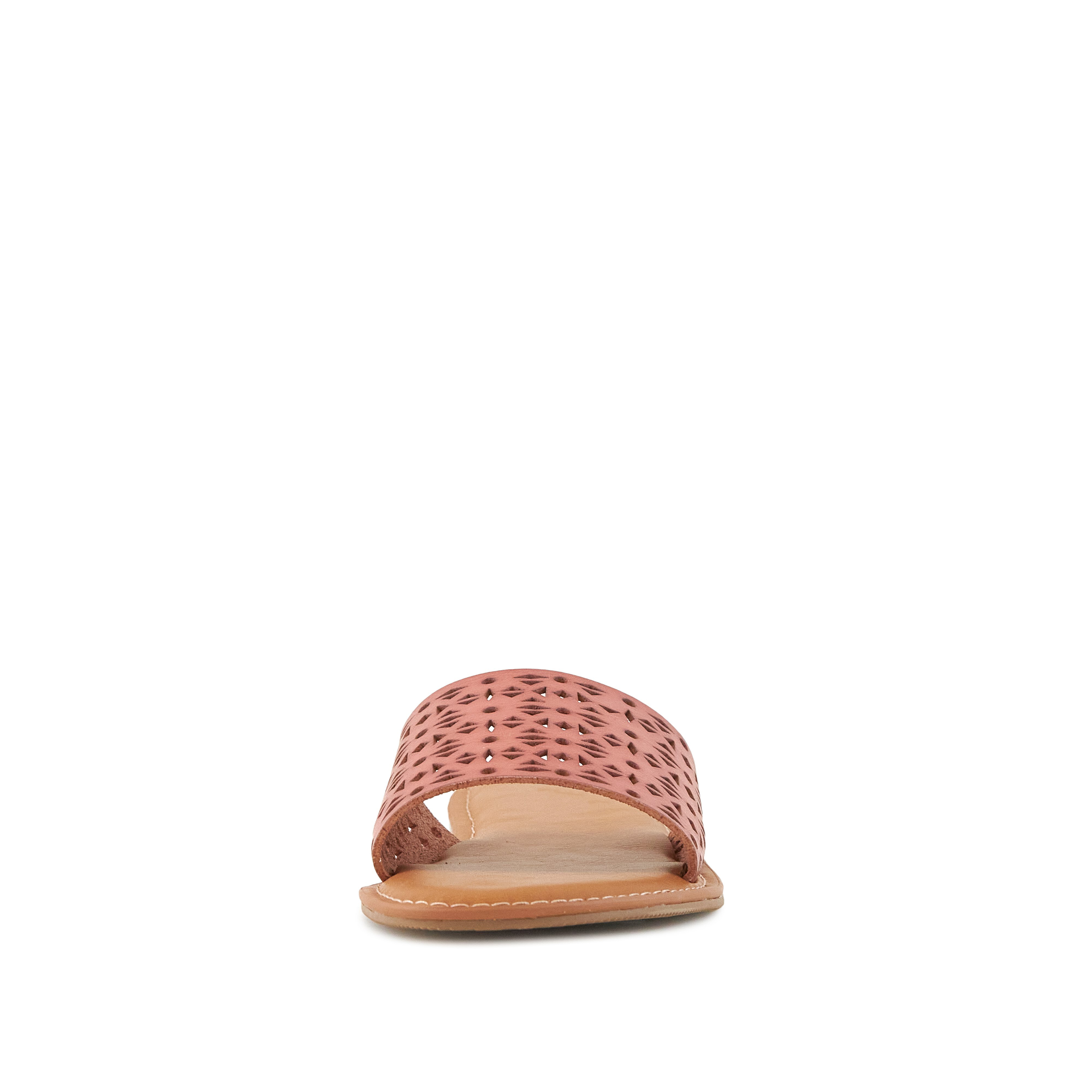 A pair of Women's Sandals Biarritz Brown featuring a cushioned sole and trendy perforated design, perfect for boho-style outfits.