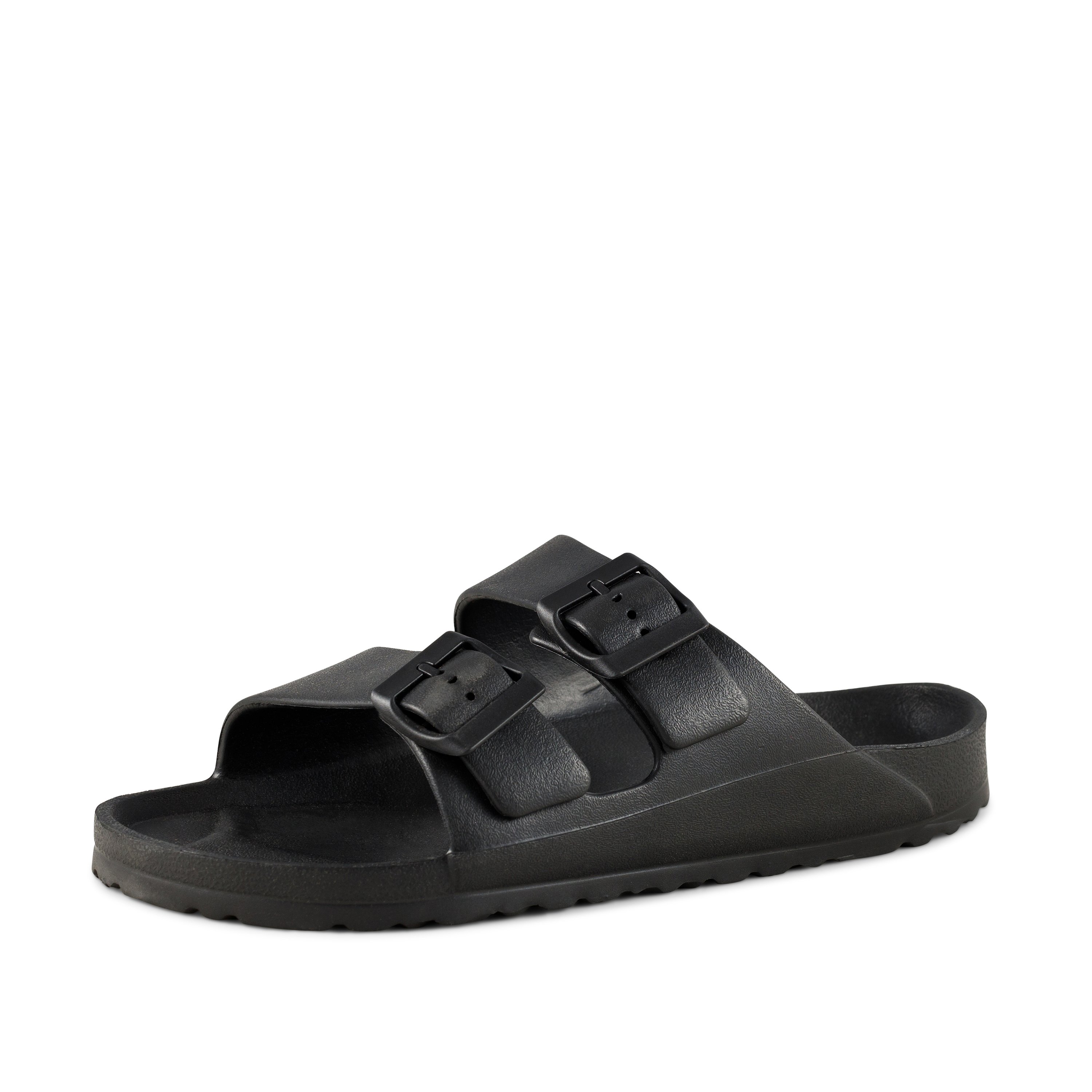 A pair of Women's Sandals Soho Black featuring double buckled straps and adjustable closure, perfect for summer wear.