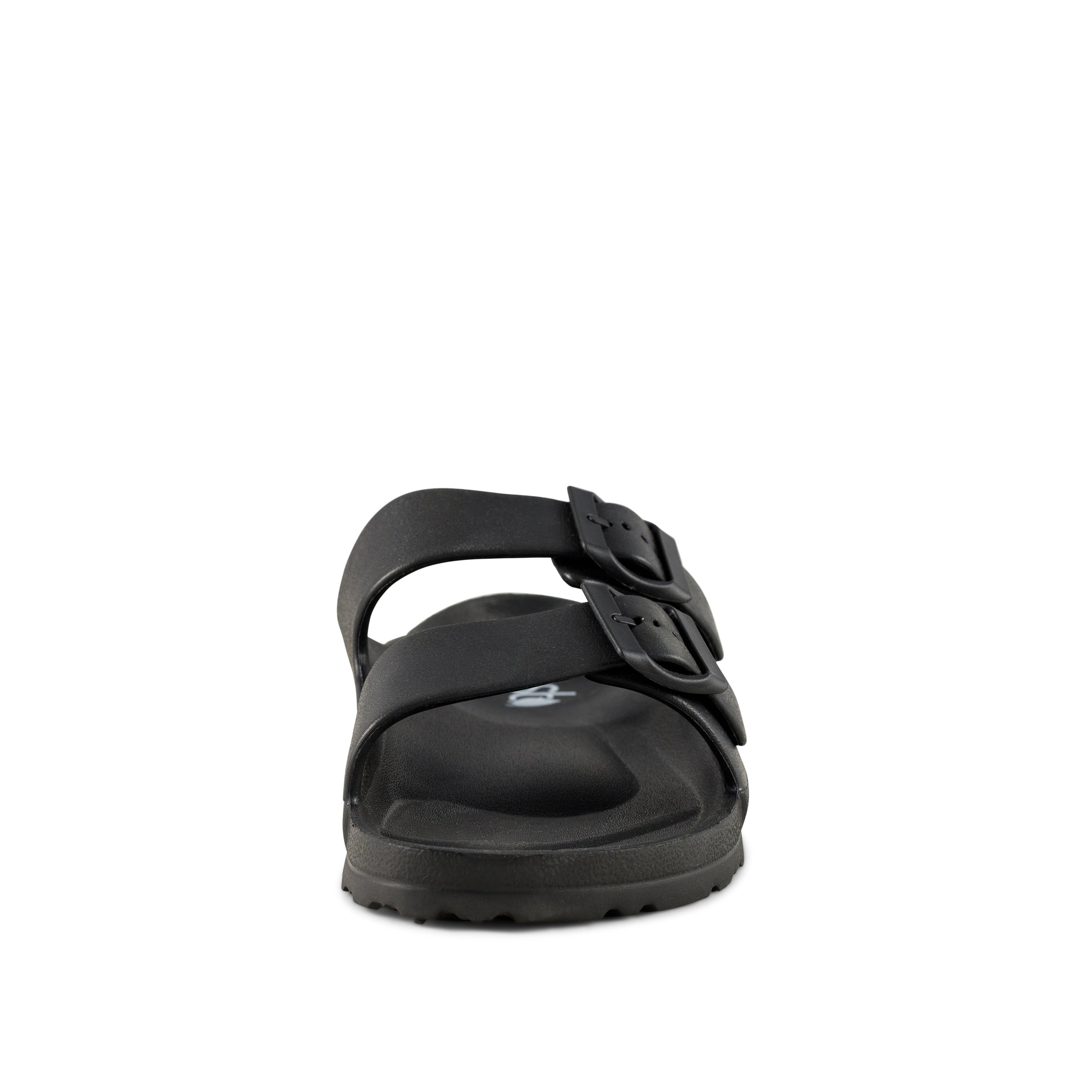 A pair of Women's Sandals Soho Black featuring double buckled straps and adjustable closure, perfect for summer wear.