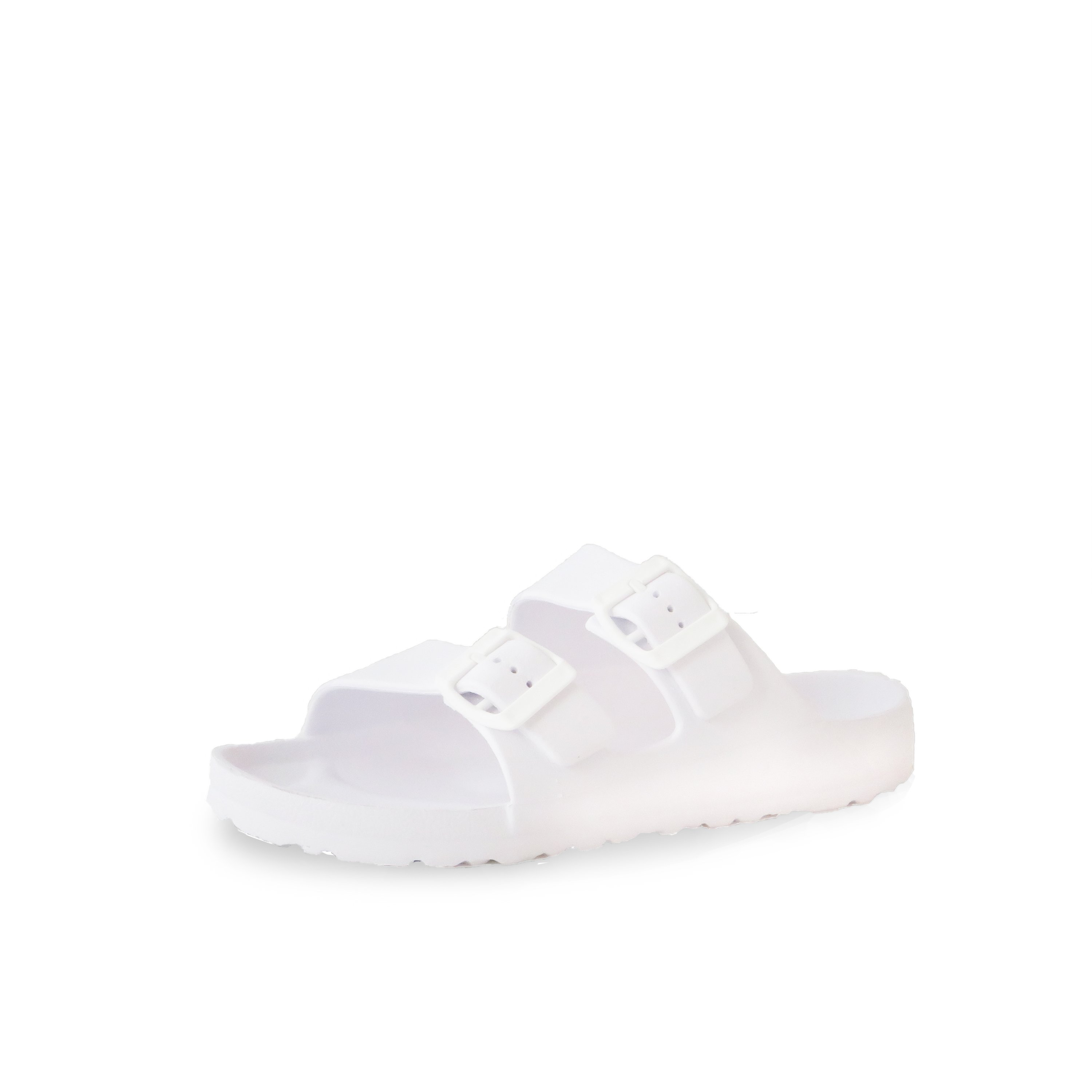 A pair of stylish Women's Sandals Soho White featuring double buckles and a sleek design, perfect for summer wear.