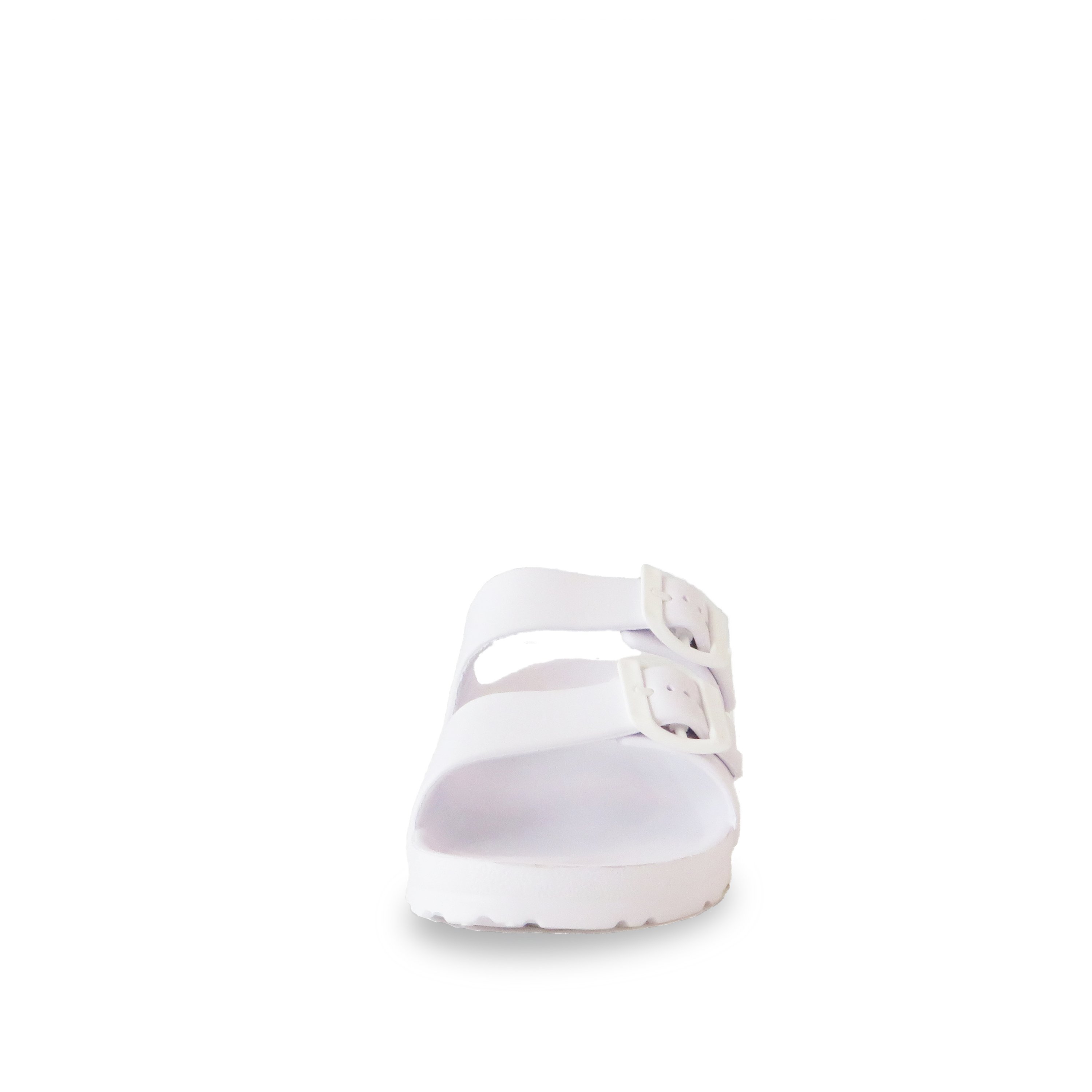 A pair of stylish Women's Sandals Soho White featuring double buckles and a sleek design, perfect for summer wear.