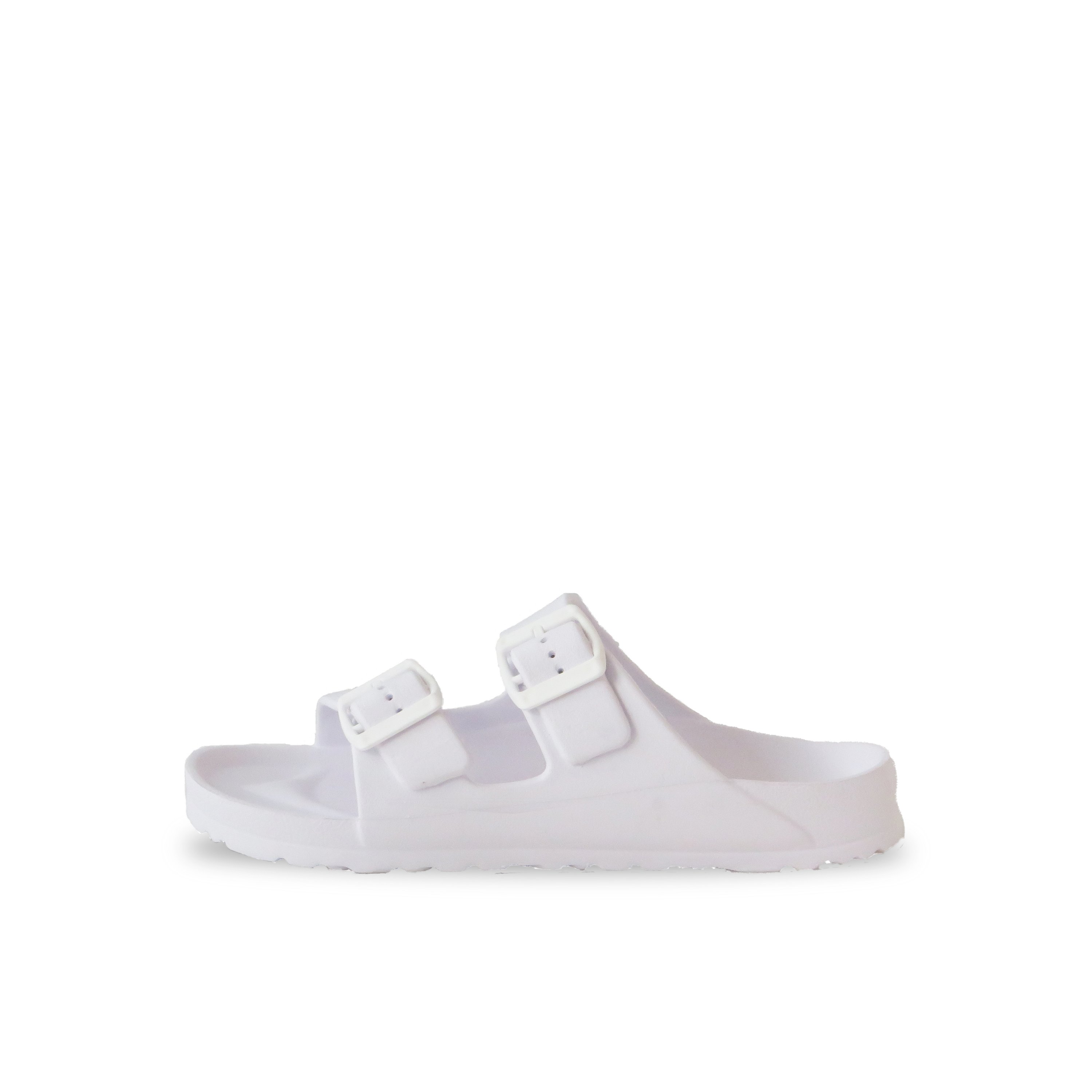 A pair of stylish Women's Sandals Soho White featuring double buckles and a sleek design, perfect for summer wear.