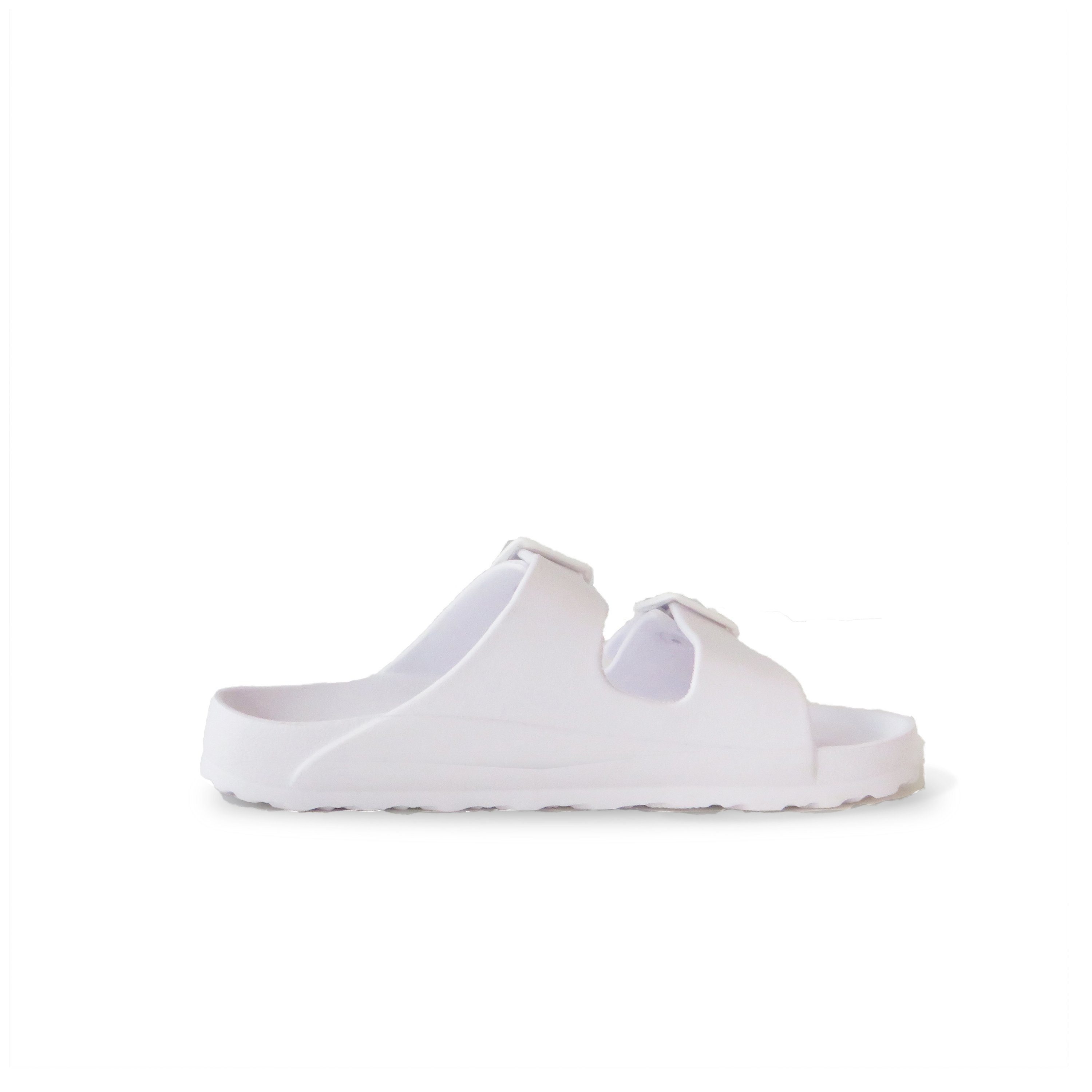 A pair of stylish Women's Sandals Soho White featuring double buckles and a sleek design, perfect for summer wear.