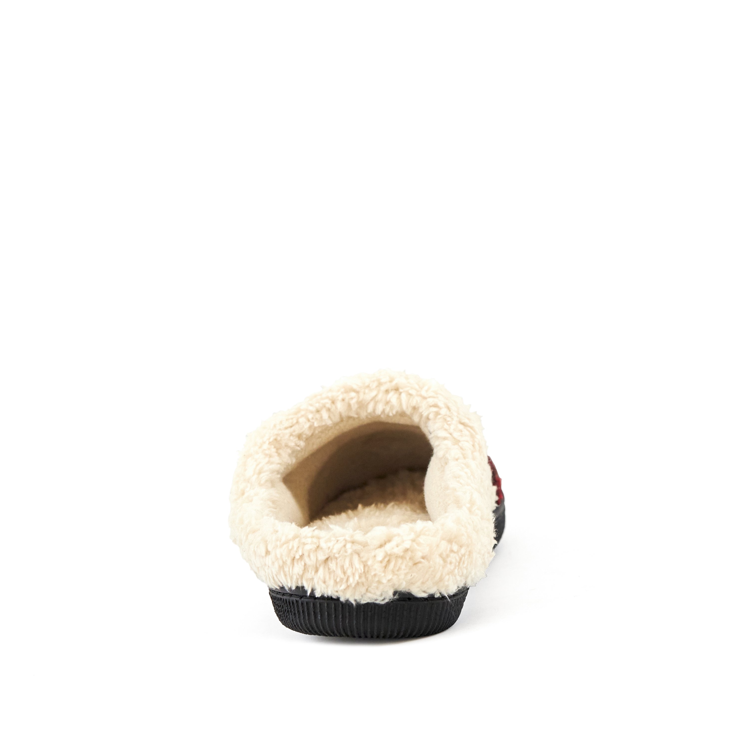 Cozy wine crumble women's slippers with faux fur trim and grip sole, perfect for lounging at home.