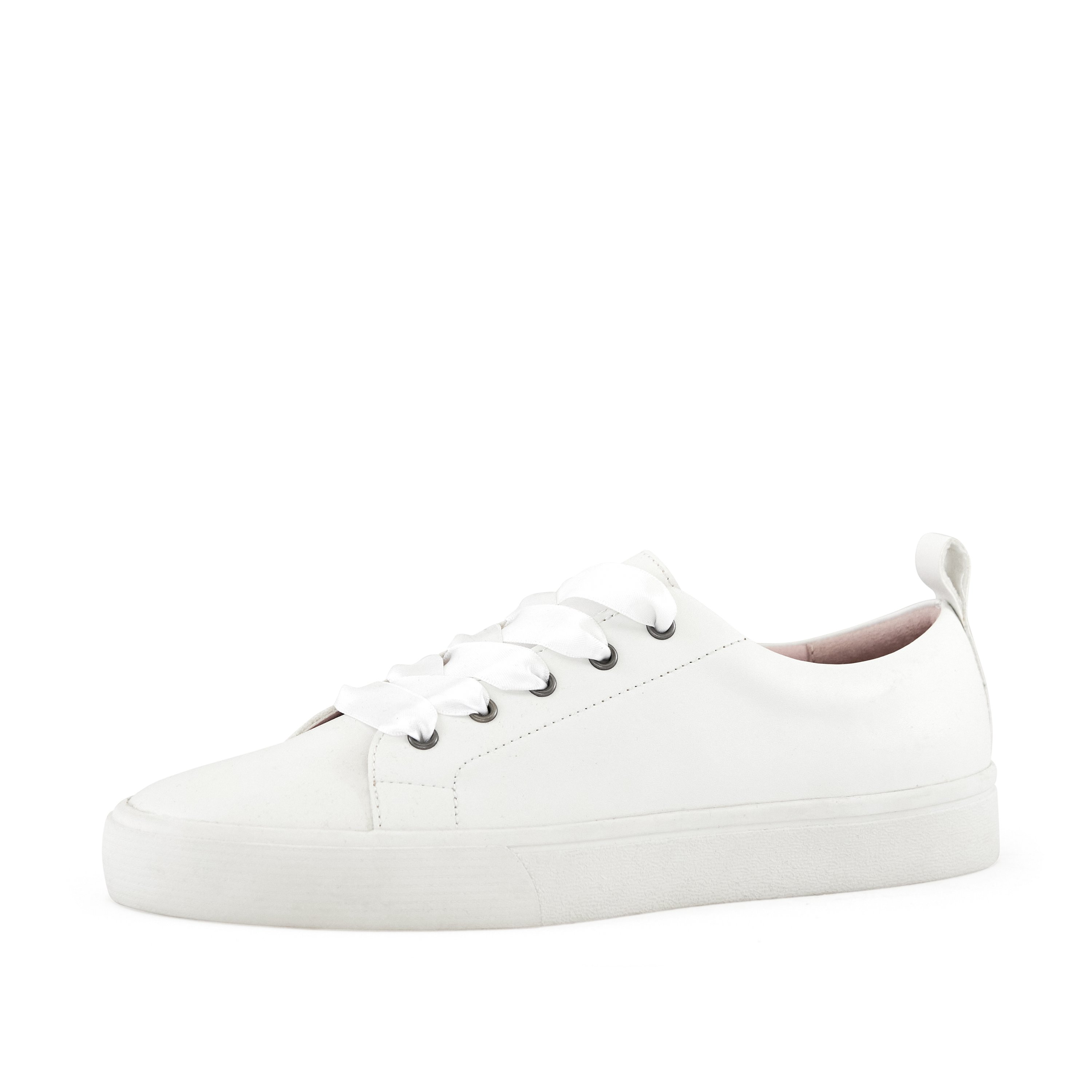 Women's Vancouver Wide Lace Sneaker in White with satin laces and cushioned inner sole, perfect for spring outings.