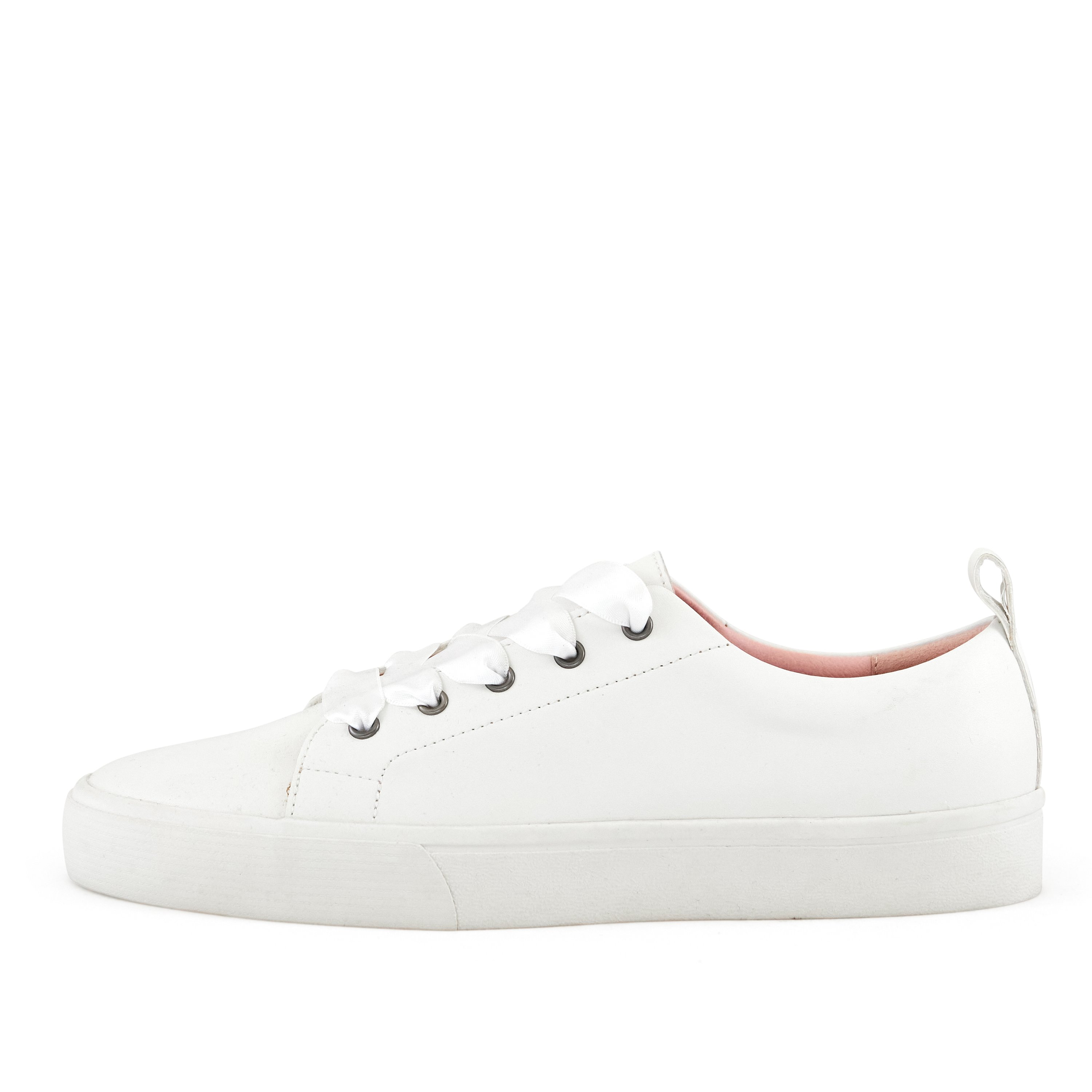 Women's Vancouver Wide Lace Sneaker in White with satin laces and cushioned inner sole, perfect for spring outings.