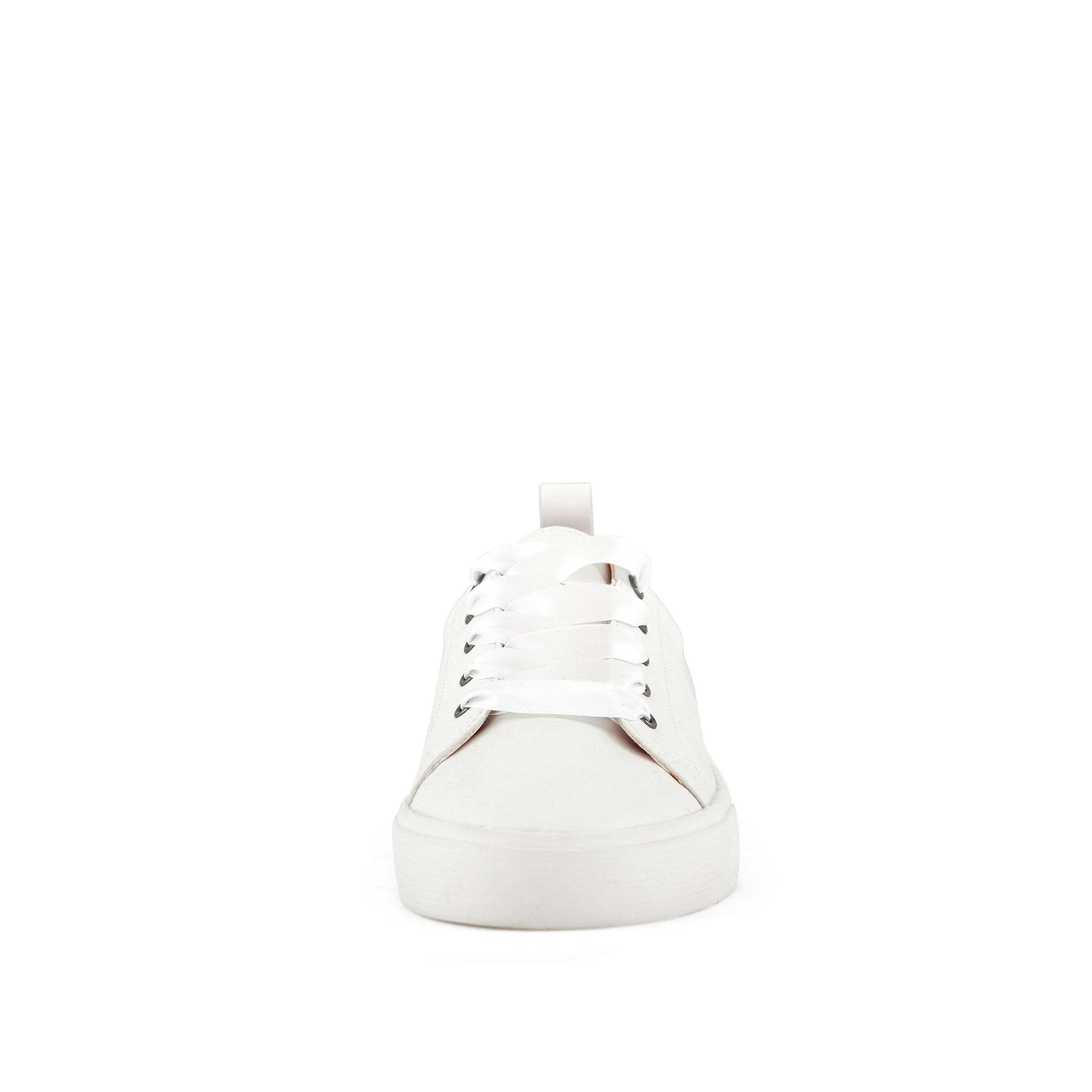 Women's Vancouver Wide Lace Sneaker in White with satin laces and cushioned inner sole, perfect for spring outings.