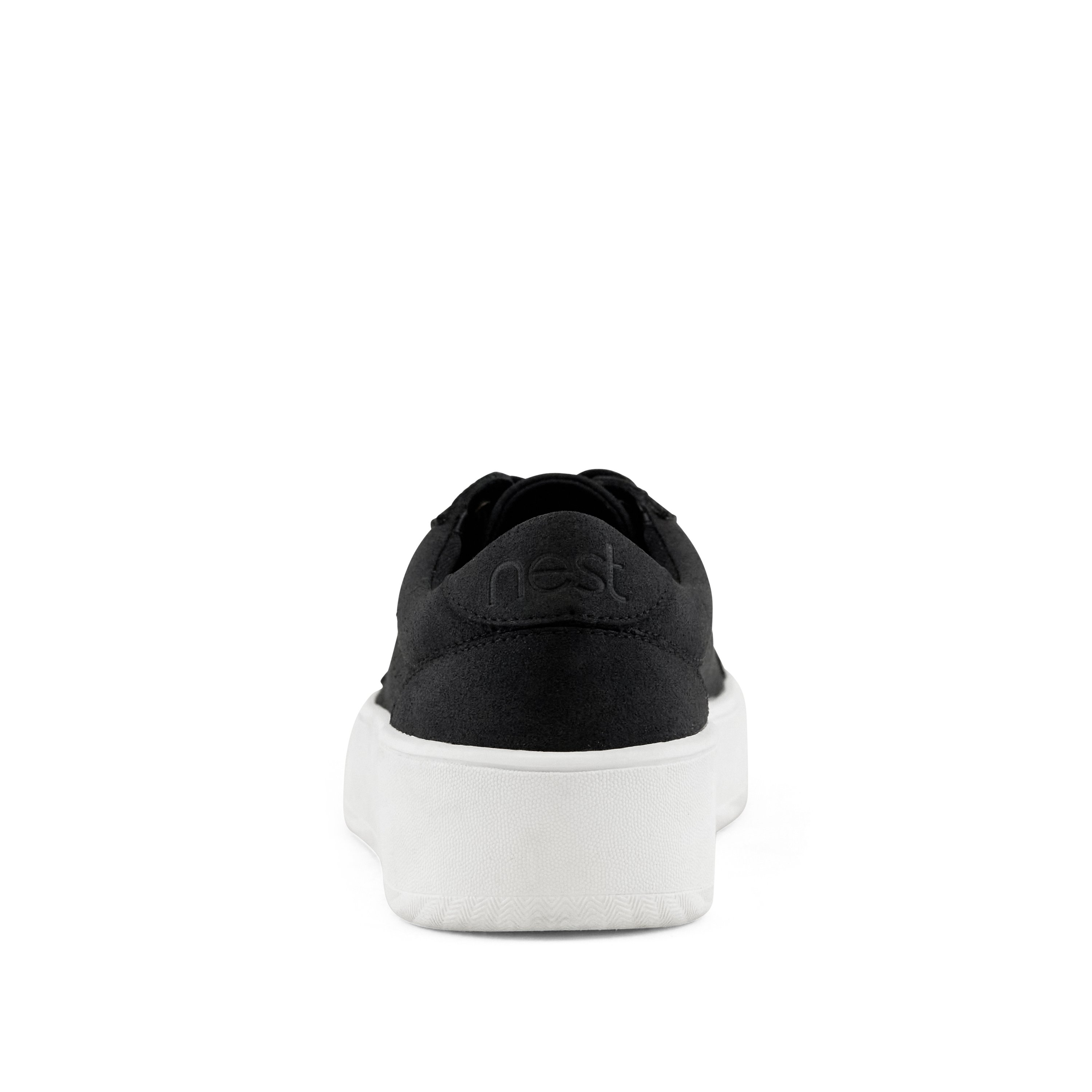 Women's Venice Micro Suede Lace Up Sneaker in Black with a stylish low-top design and platform sole.