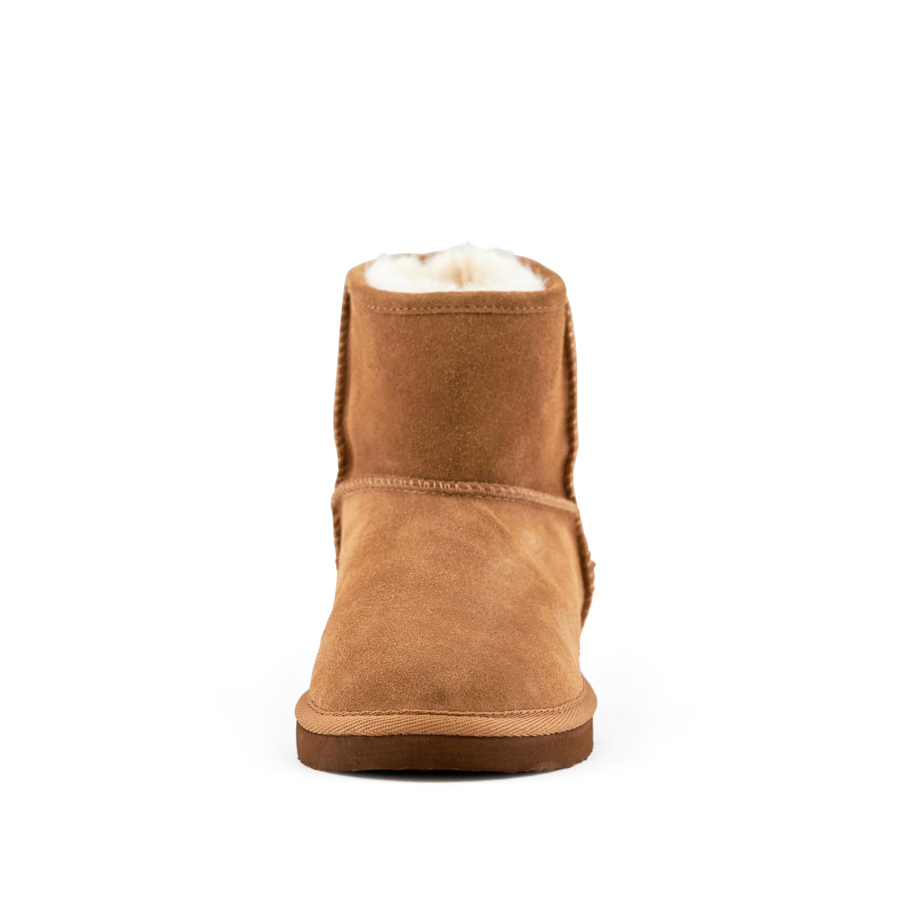 Women's Whitney Short Pull On Boot in Camel with soft faux fur interior and genuine suede upper, perfect for stylish comfort.