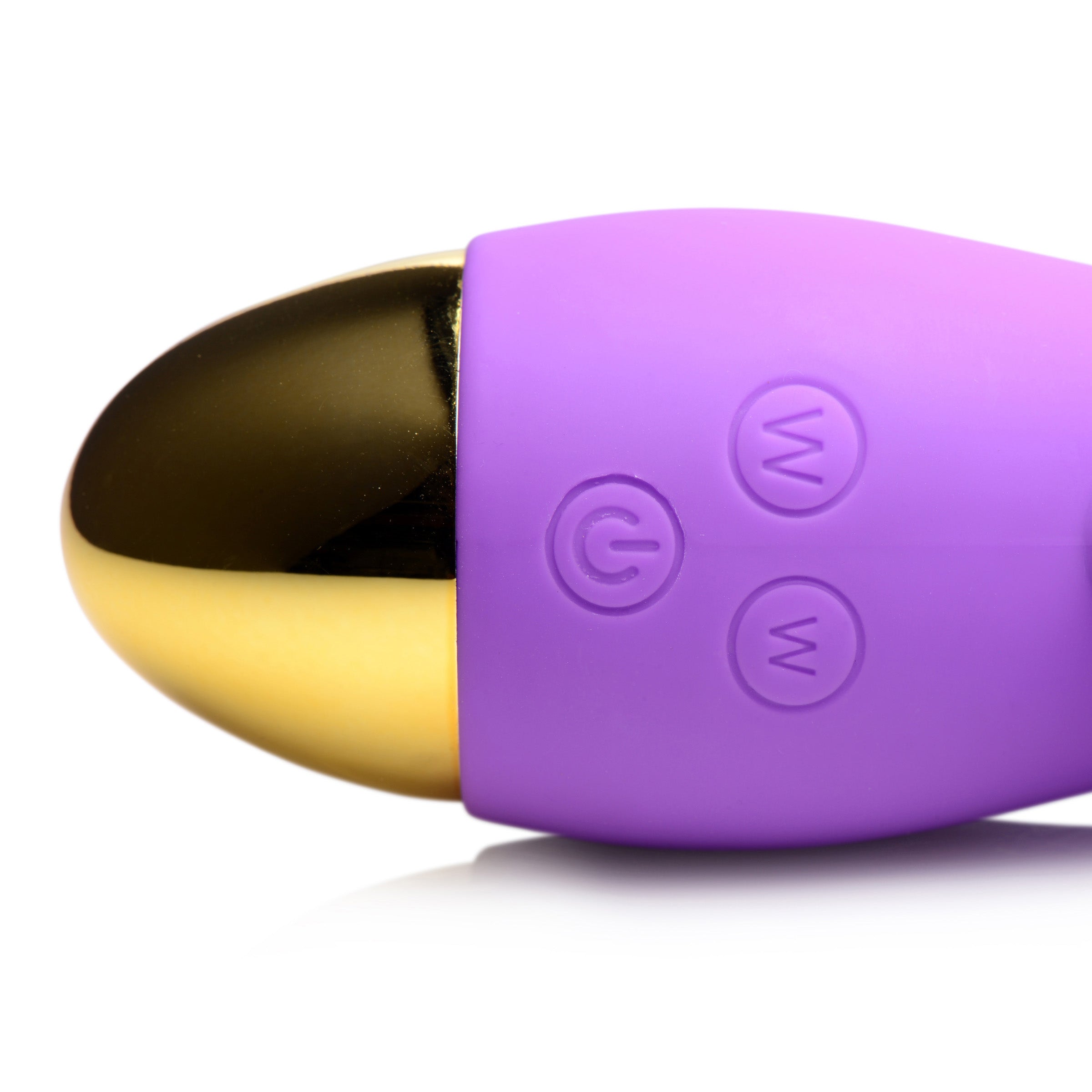 10X Come-Hither G-Focus Silicone Vibrator in purple, showcasing its sleek design and dual motors for G-spot and clitoral stimulation.