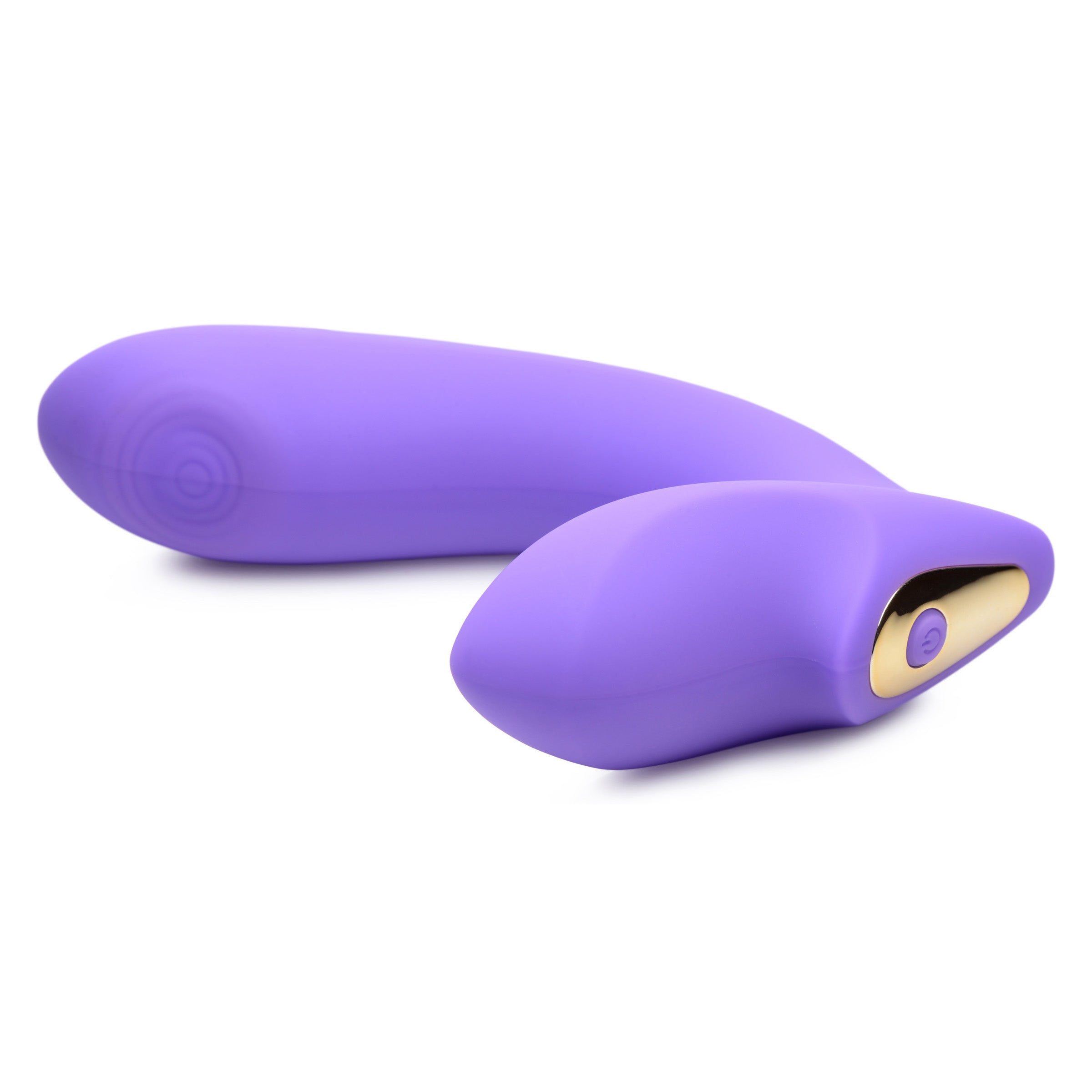 10X G-Tap Tapping Silicone G-spot Vibrator in purple, showcasing its sleek design and dual motors.