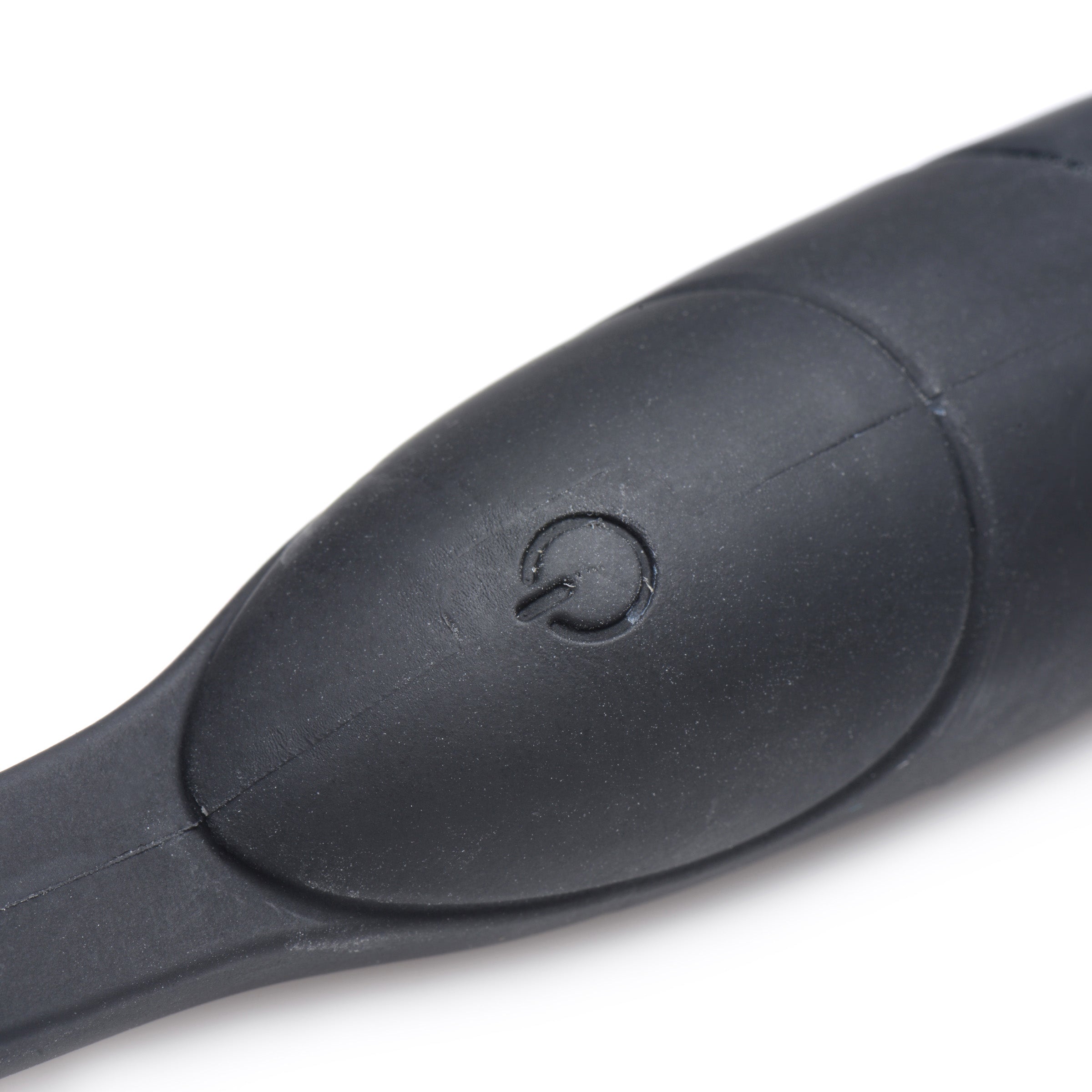 10X P-BOMB Cock & Ball Ring with Vibrating Anal Plug in sleek black silicone, showcasing its design and features.