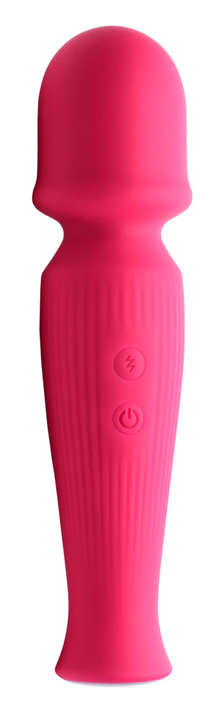 10X Silicone Wand Massager in Magenta, compact and travel-friendly with a wide head for clitoral stimulation.