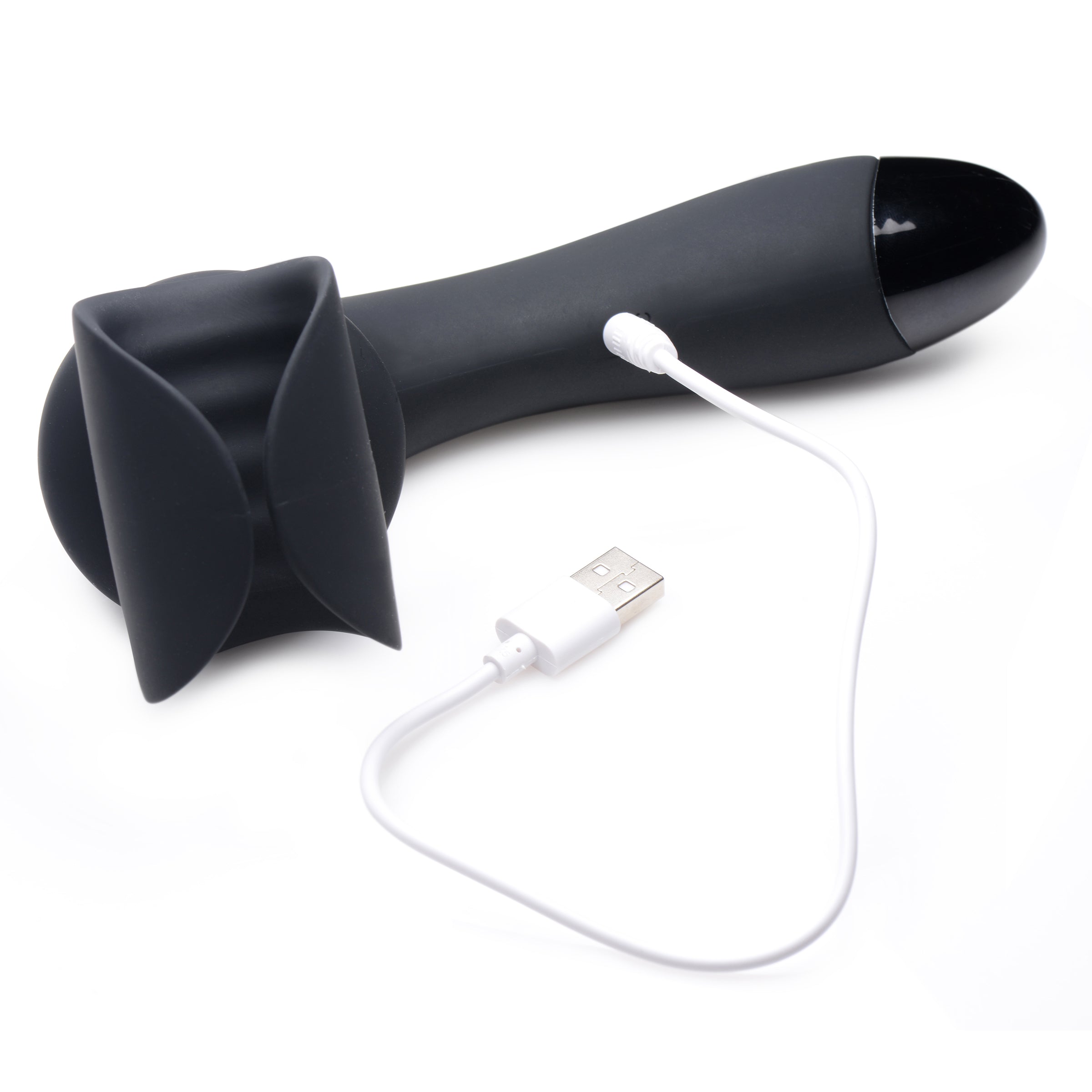 10X Solo Stroke Penis Teaser Wand in sleek black silicone, designed for male pleasure with textured interior and ergonomic shape.