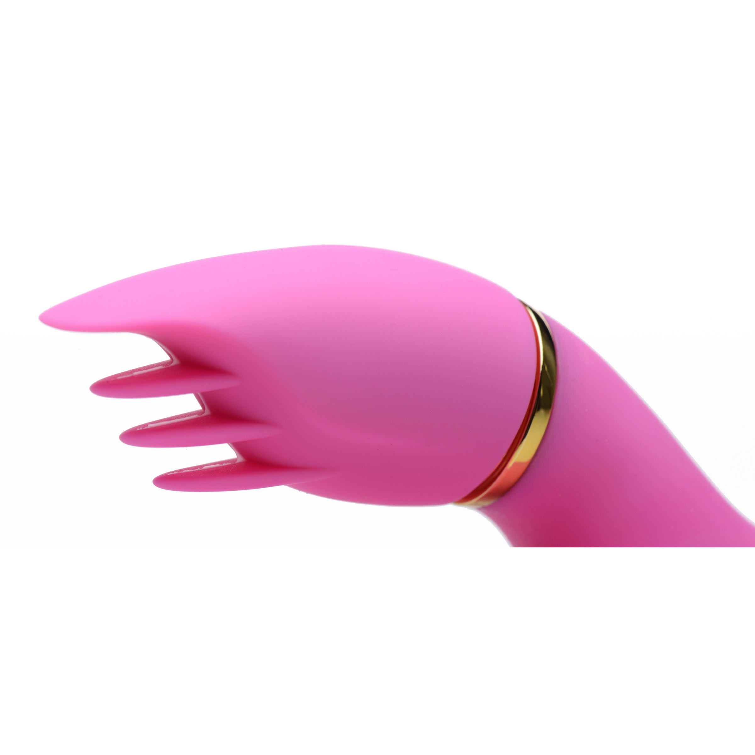 10X Versa-Thrust Vibe & Thrust Rabbit in pink with interchangeable clitoral attachments, showcasing its sleek design and premium silicone material.