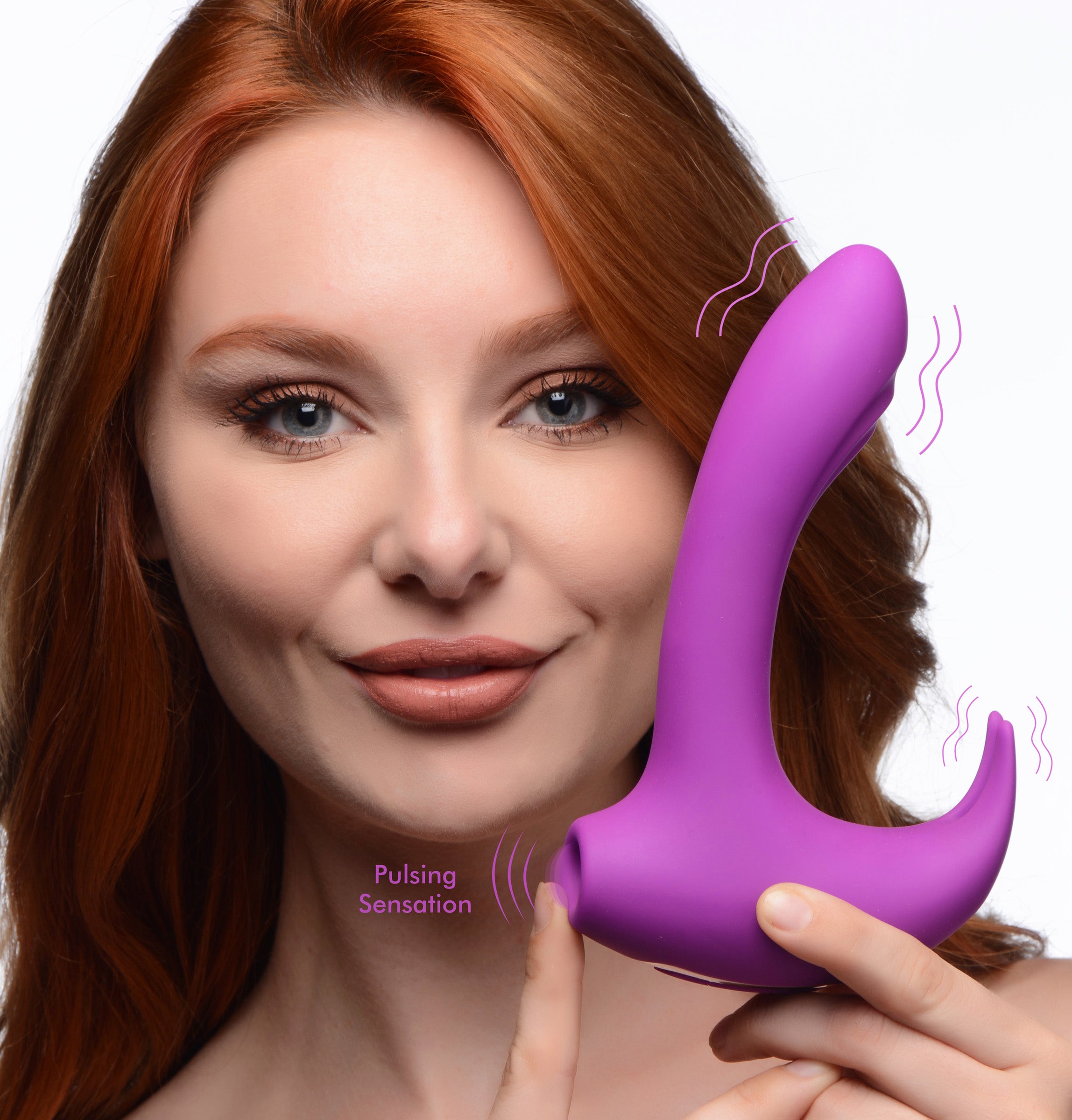 12X Lux Rocker Pulsing & Vibrating G-Spot Rabbit in purple, showcasing its curved shaft and pulsing pad for intense pleasure.