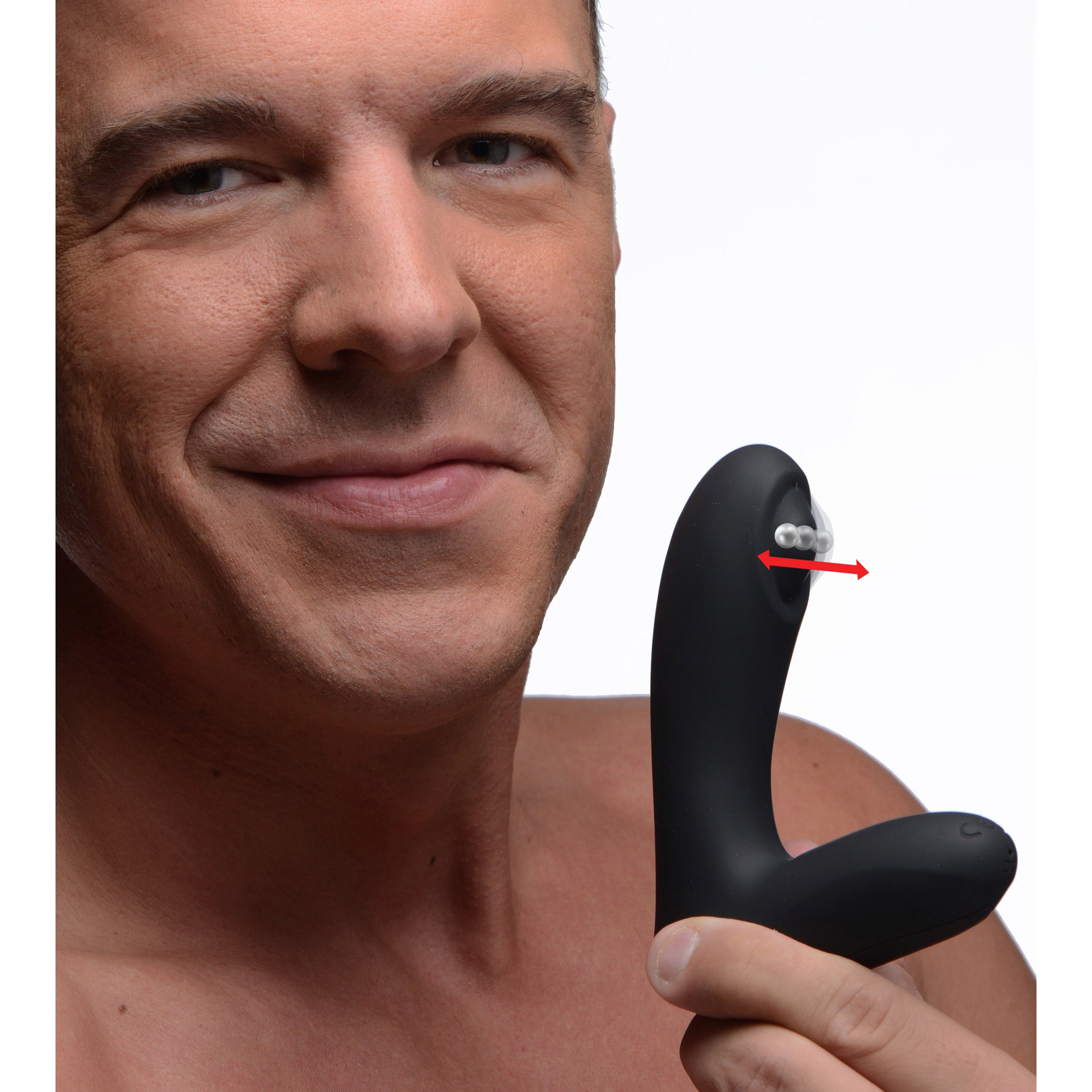 12X P-TAP Tapping Prostate Stimulator in black silicone, showcasing its sleek design and ergonomic shape for enhanced pleasure.