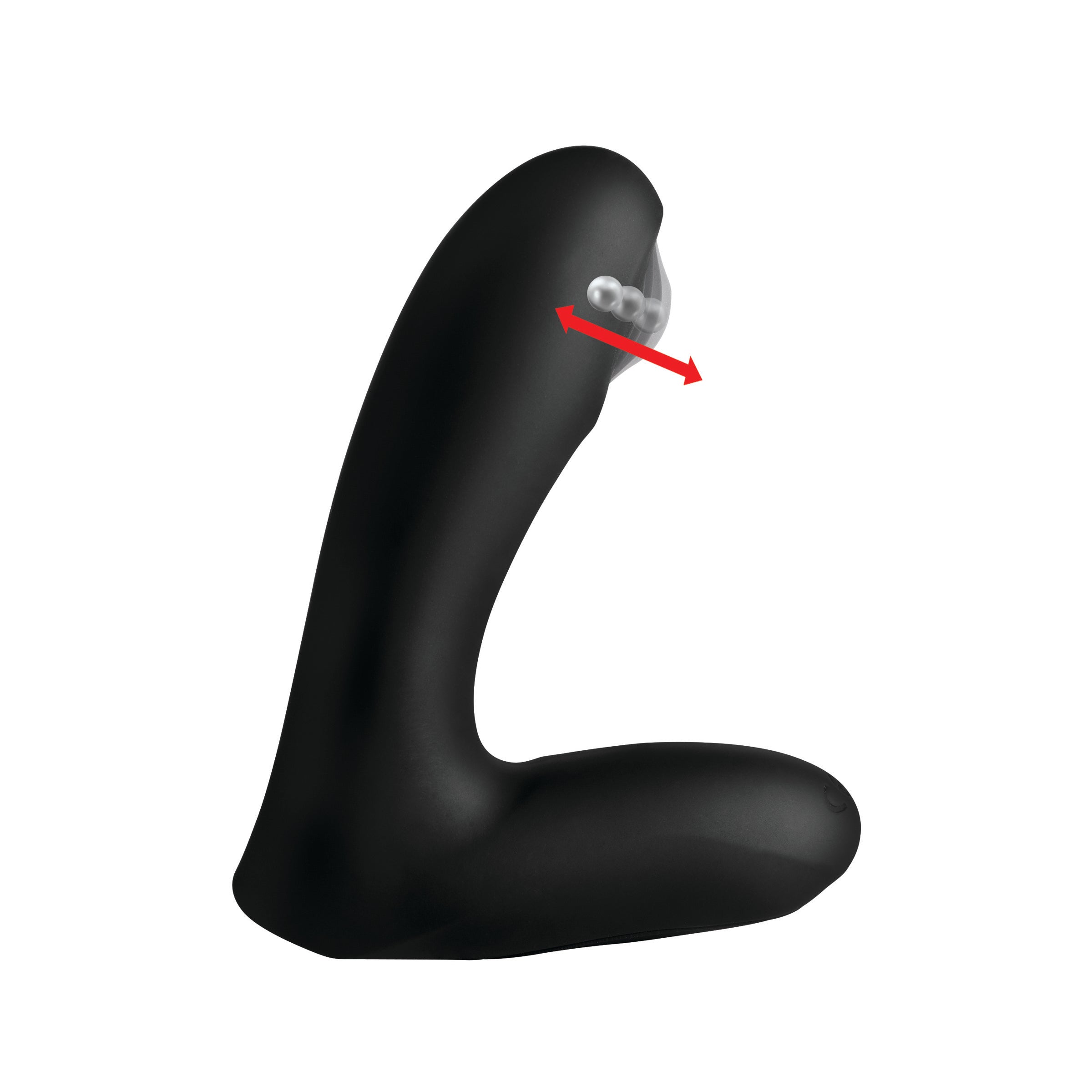 12X P-TAP Tapping Prostate Stimulator in black silicone, showcasing its sleek design and ergonomic shape for enhanced pleasure.