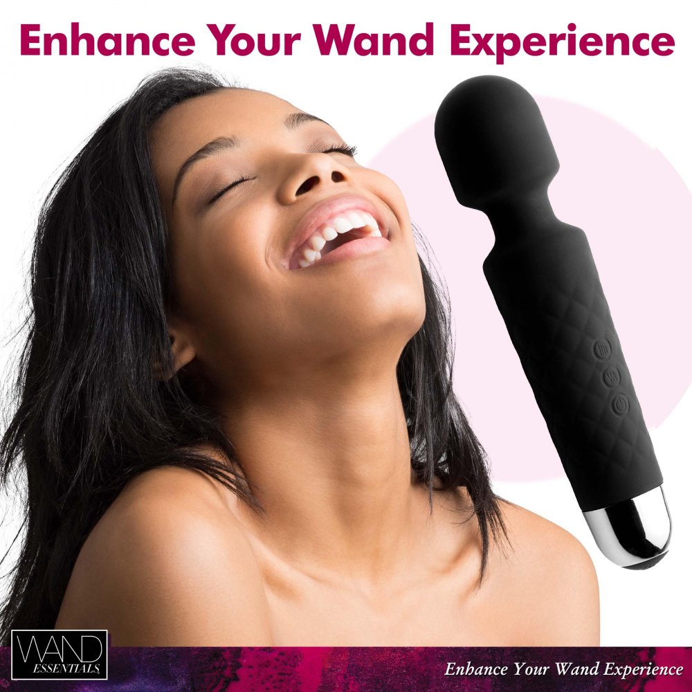 18X Luxury Silicone Travel Wand in black, showcasing its sleek design and soft silicone texture.